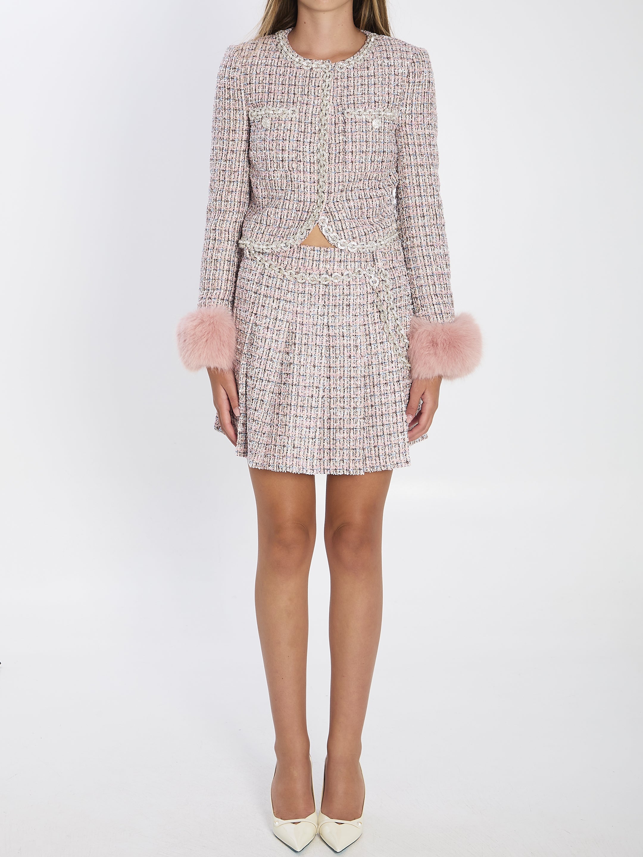 SELF-PORTRAIT Boucle Loop Fur Cuff Jacket