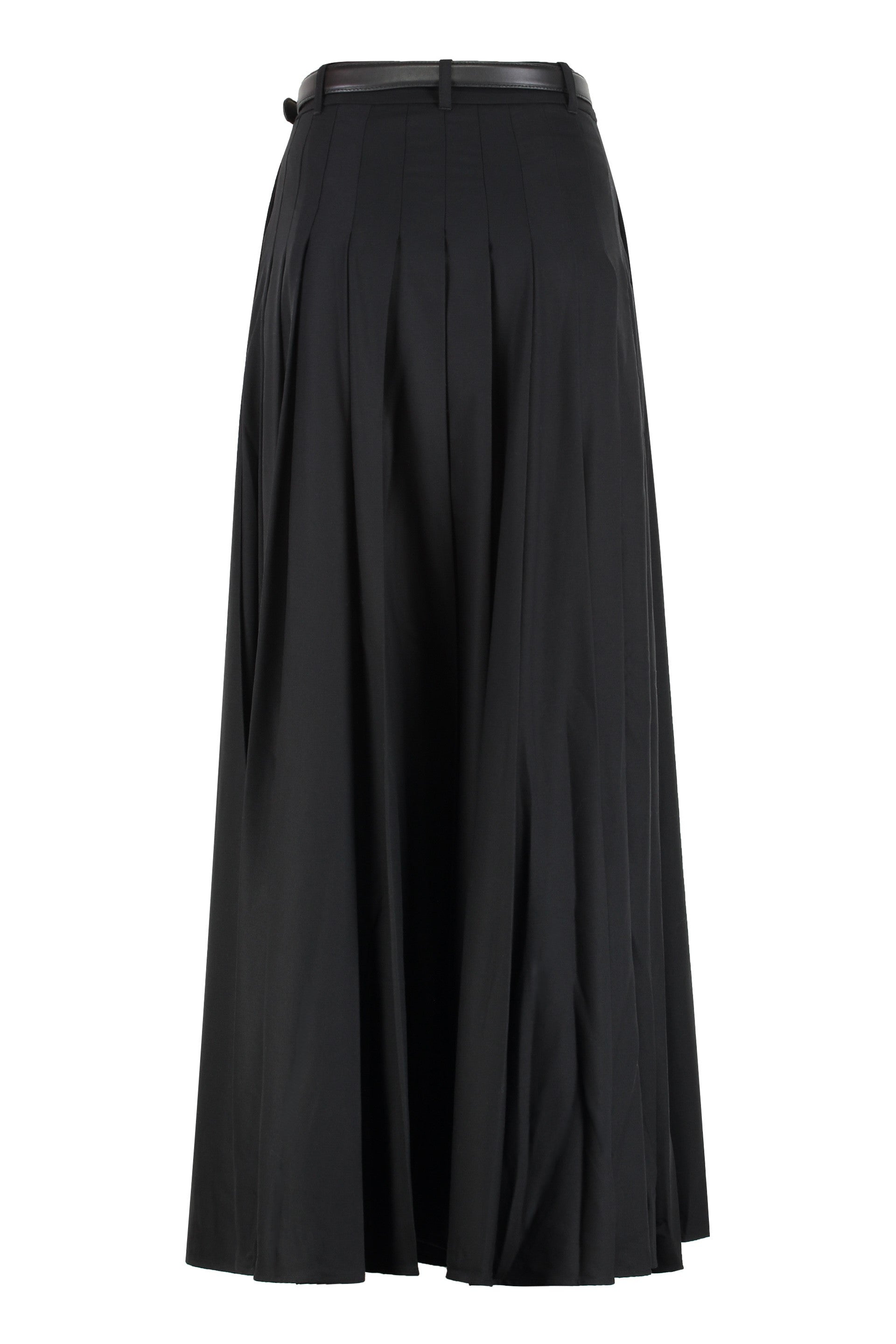 SELF-PORTRAIT Pleated Twill Maxi Skirt with Side Slit - Size 8