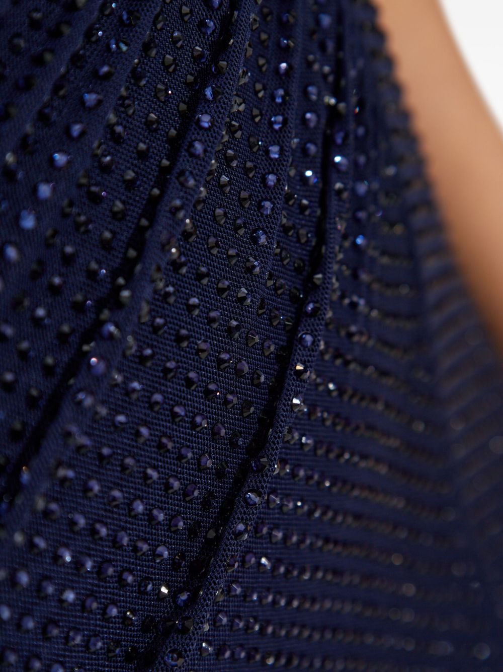 SELF-PORTRAIT Rhinestone Mesh Cut Out Midi Dress - Size 6