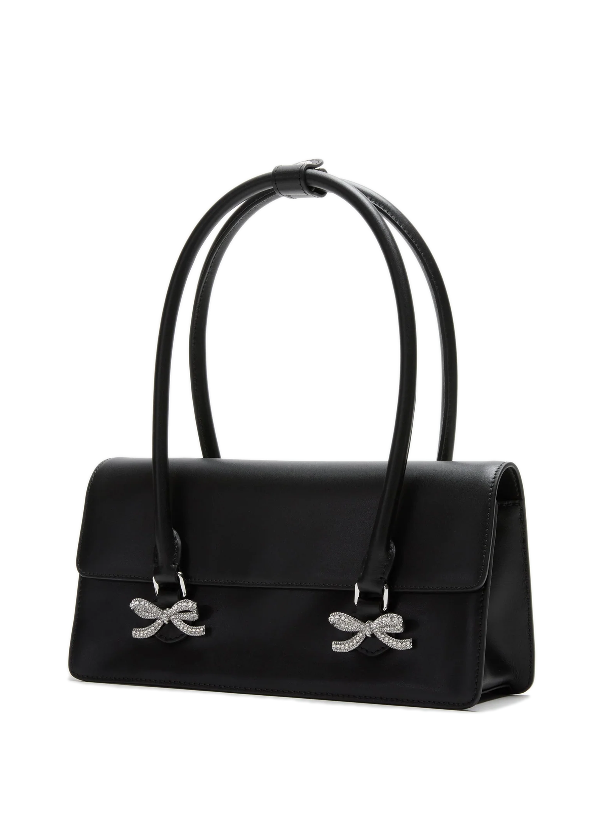 SELF-PORTRAIT Mini Leather Shoulder Handbag with Crystal Bows