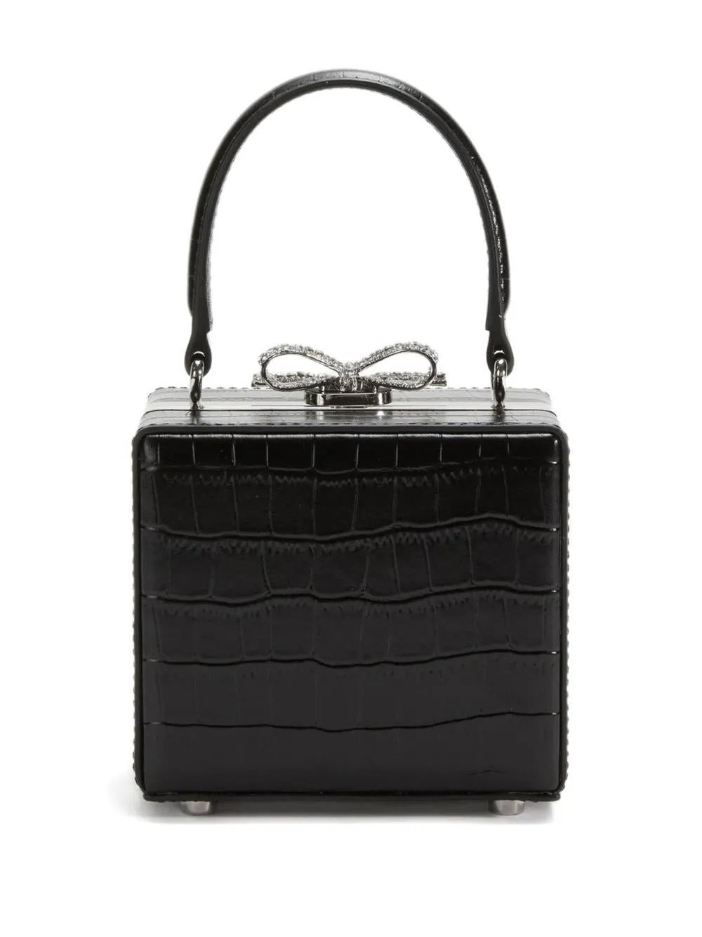 SELF-PORTRAIT Crystal-Embellished Bow Box Handbag