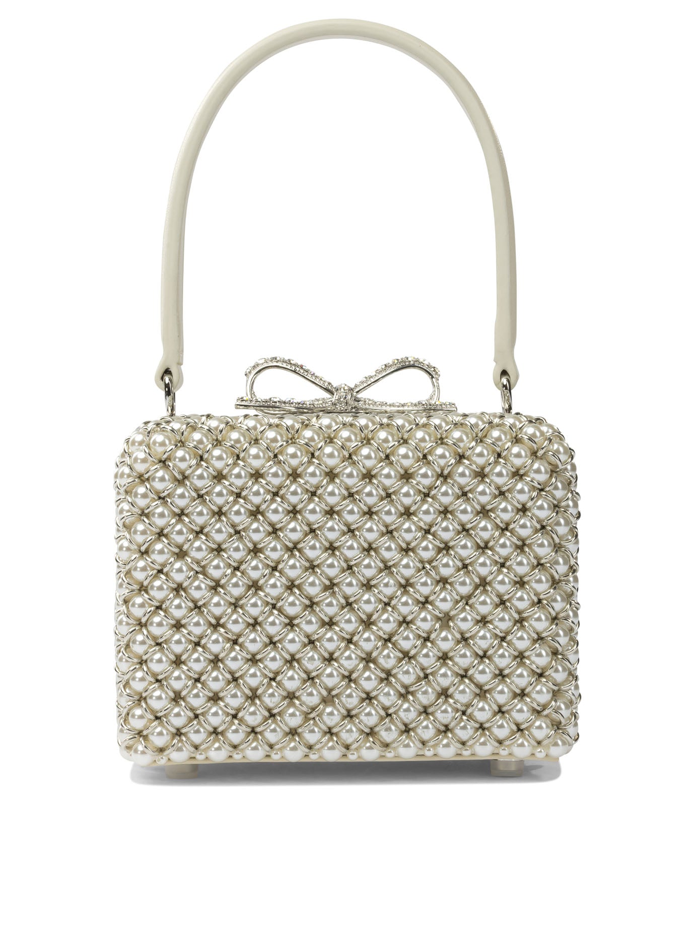 SELF-PORTRAIT Pearl-Embellished Handbag with Rigid Structure