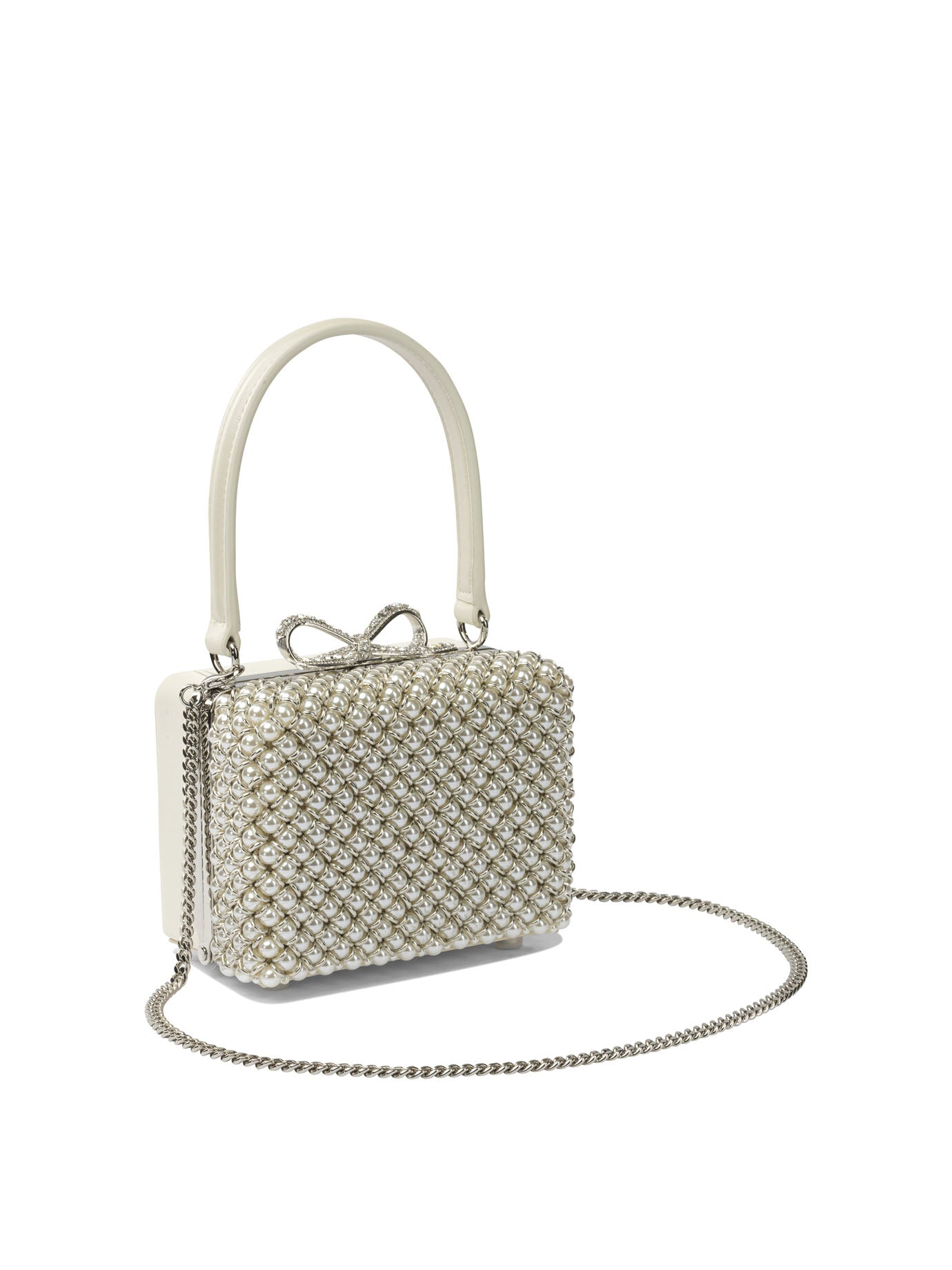 SELF-PORTRAIT Pearl-Embellished Handbag with Rigid Structure
