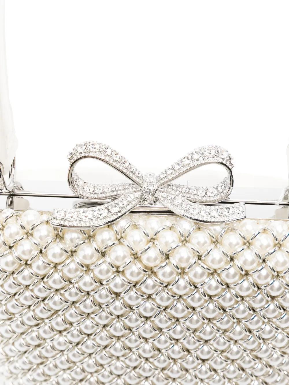 SELF-PORTRAIT Mini Tote Handbag with Pearl Embellishments