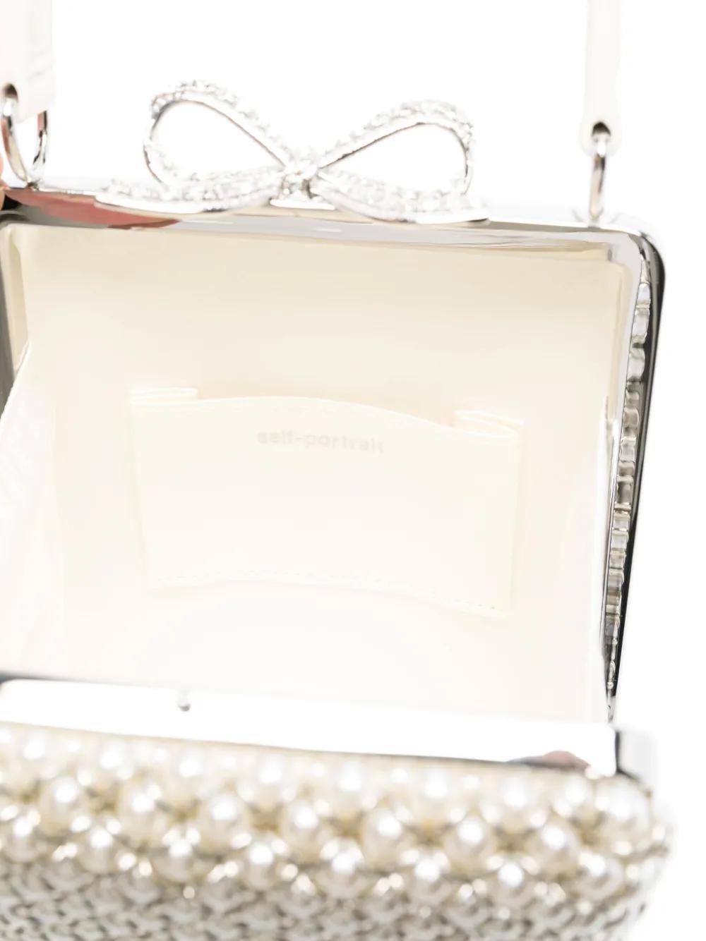 SELF-PORTRAIT Mini Tote Handbag with Pearl Embellishments