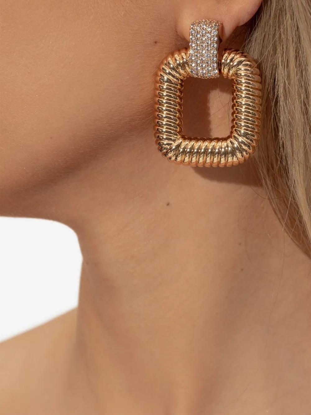 SELF-PORTRAIT Square Twisted Design Earrings