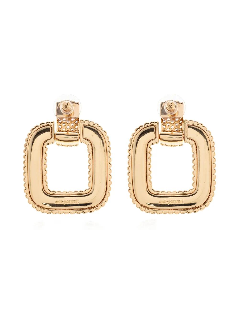 SELF-PORTRAIT Square Twisted Design Earrings