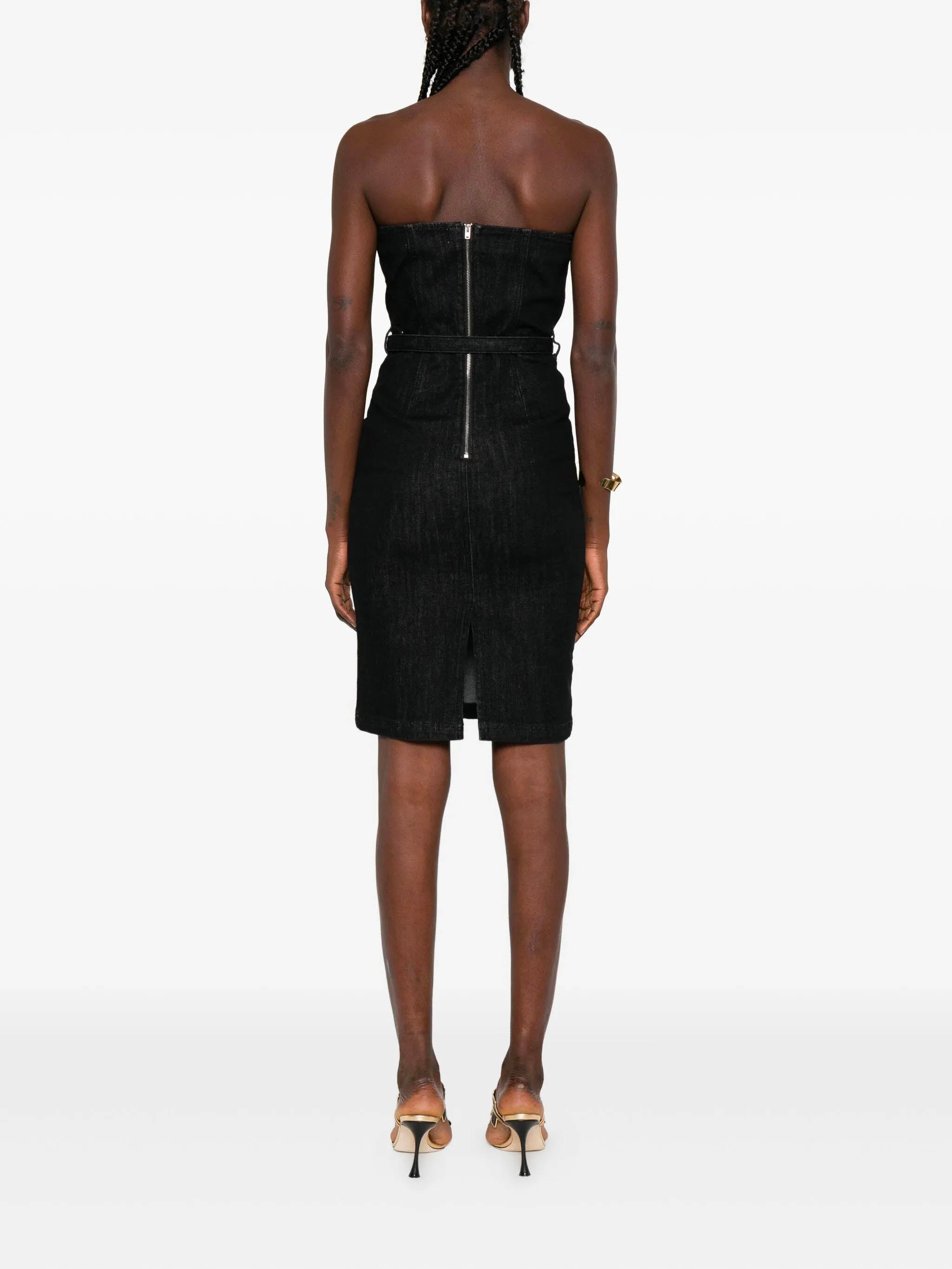 SELF-PORTRAIT Denim Bandeau Midi Dress Size 6