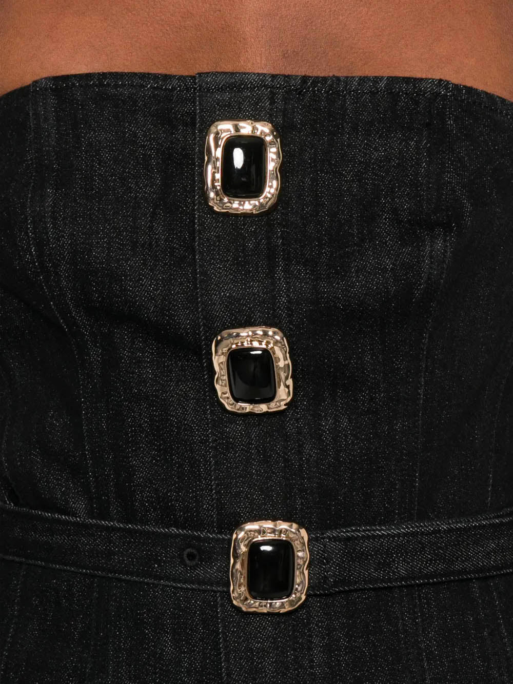 SELF-PORTRAIT Denim Bandeau Midi Dress Size 6