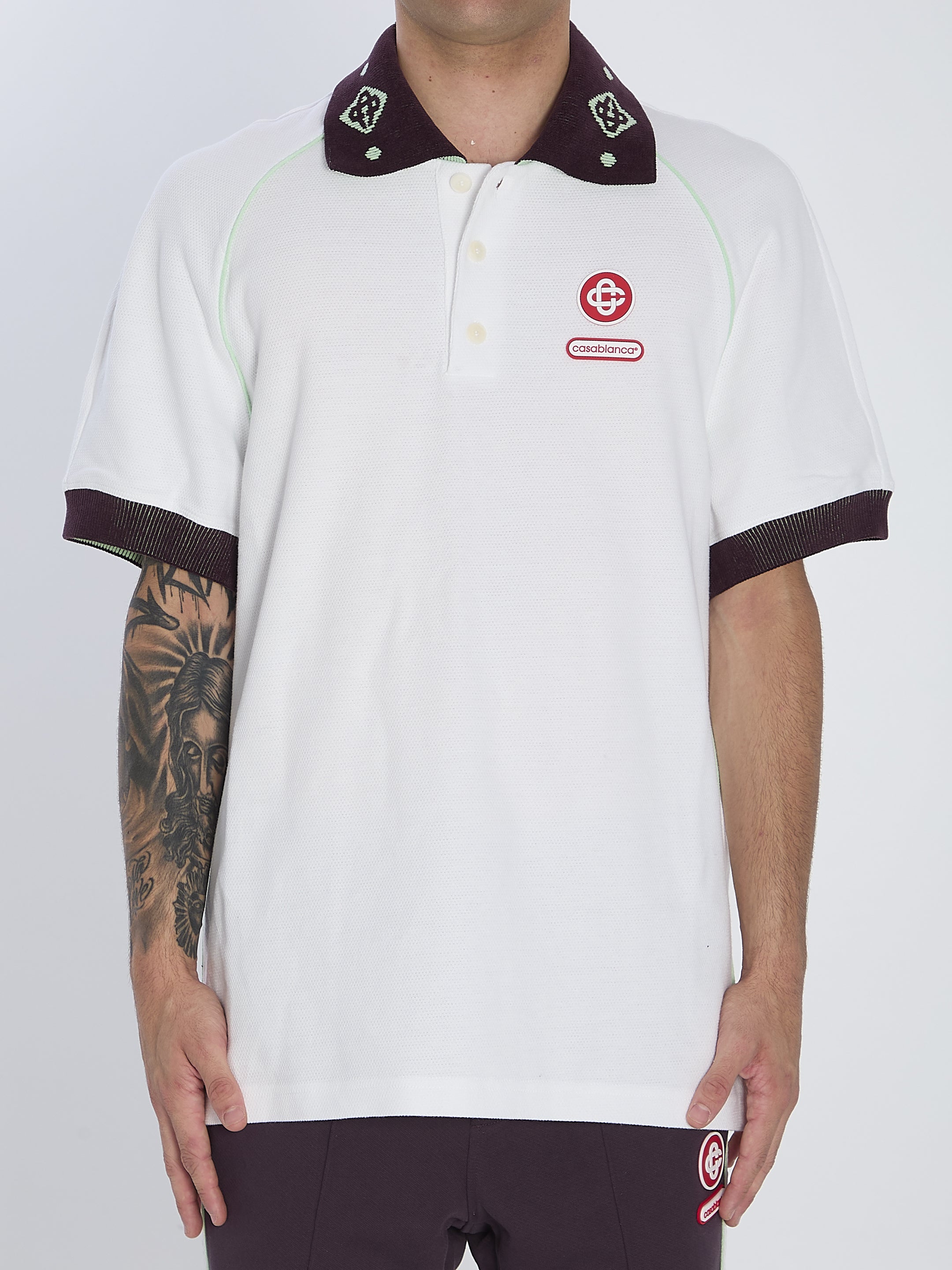 CASABLANCA Oversized Piqué Cotton Polo Shirt - Size L