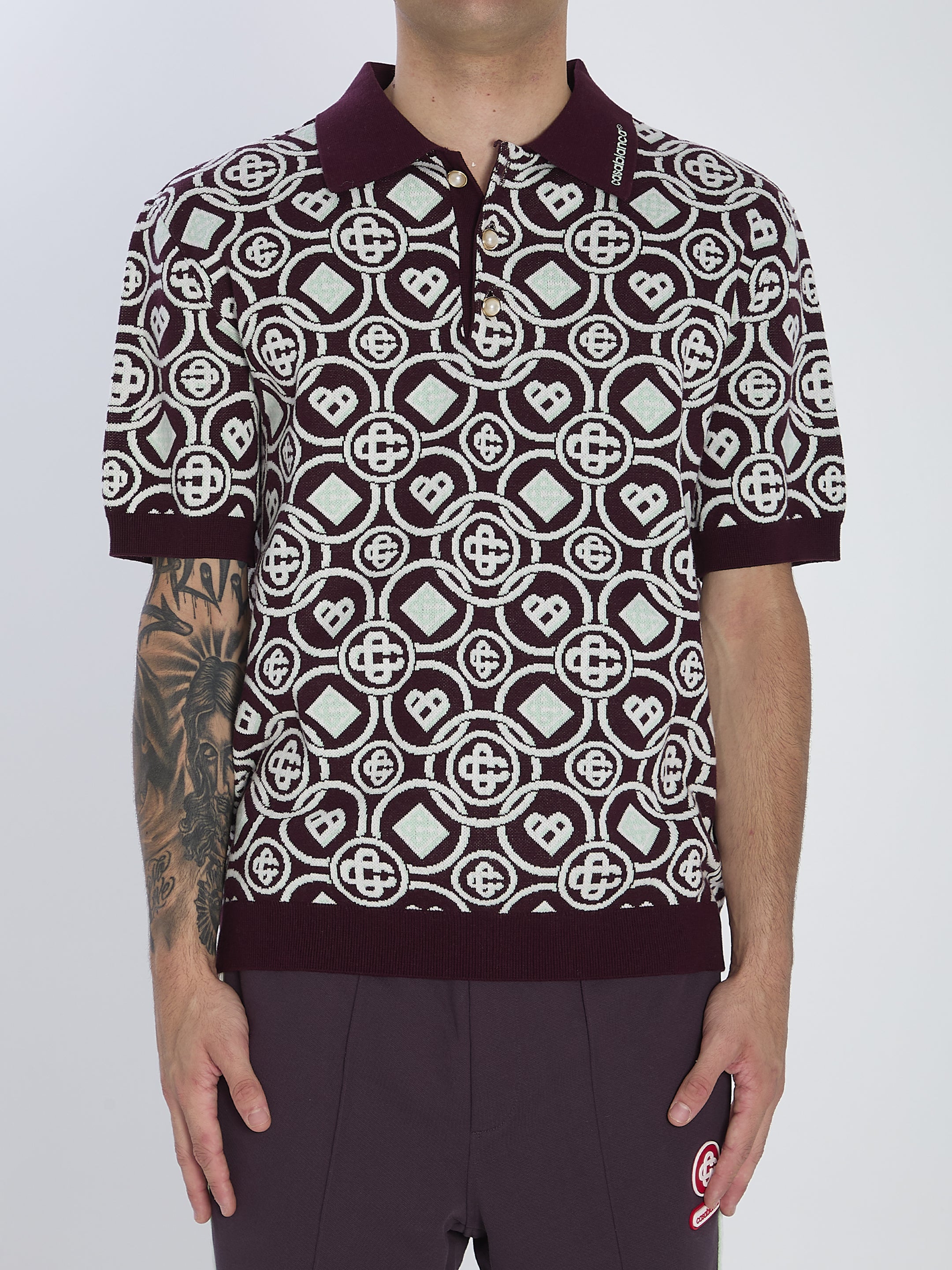 CASABLANCA Monogram Knit Polo - Relaxed Fit