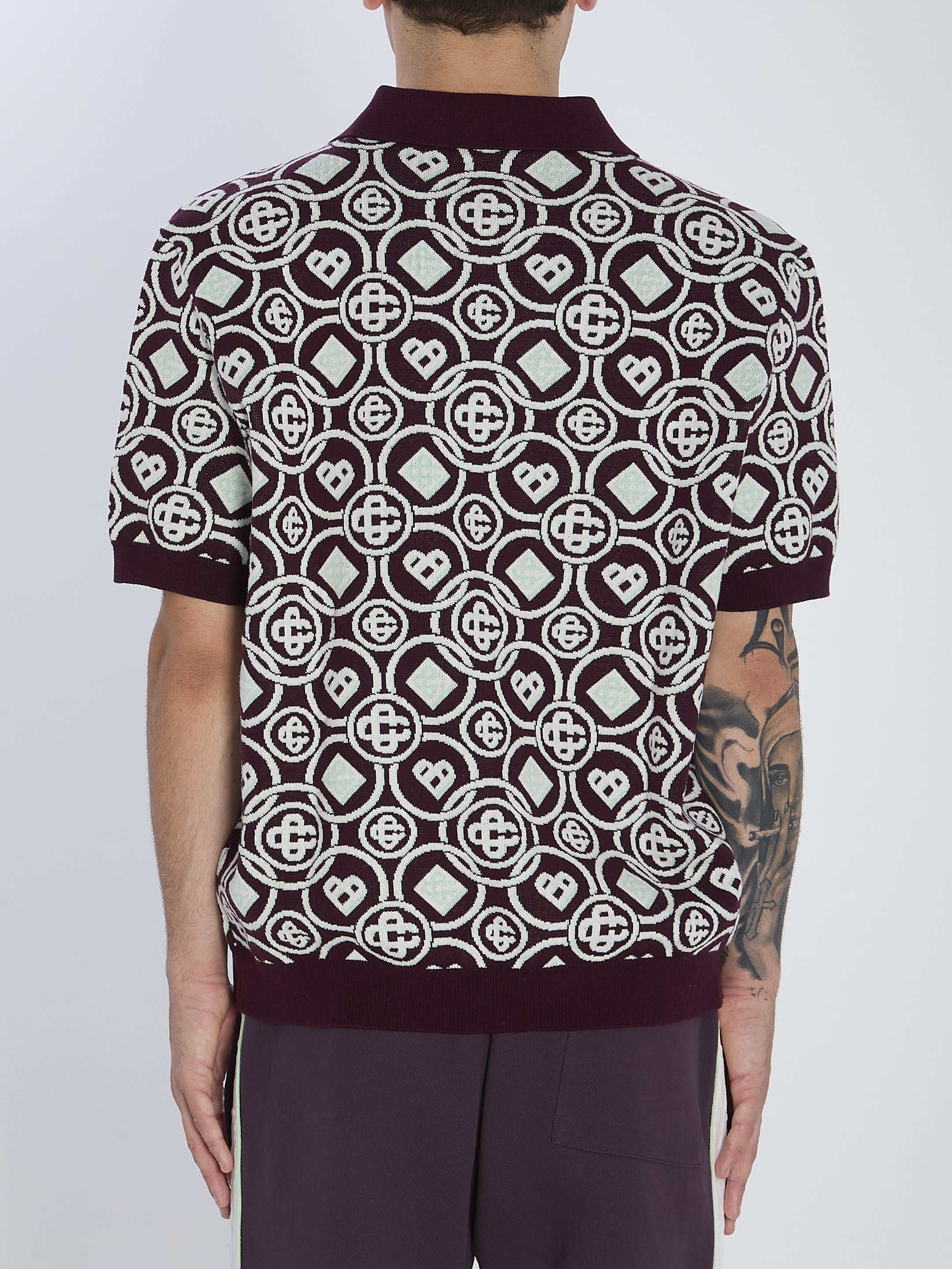 CASABLANCA Monogram Knit Polo - Relaxed Fit