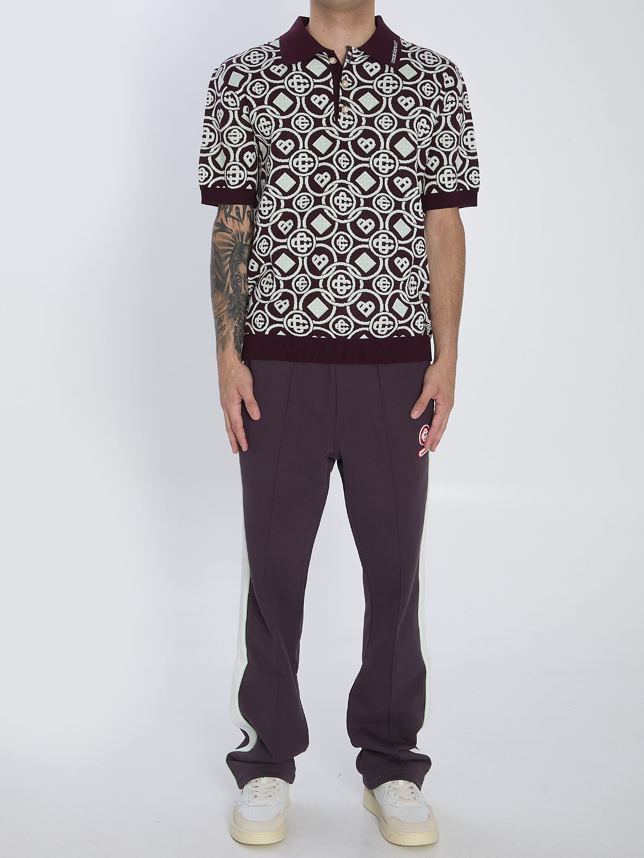 CASABLANCA Monogram Knit Polo - Relaxed Fit