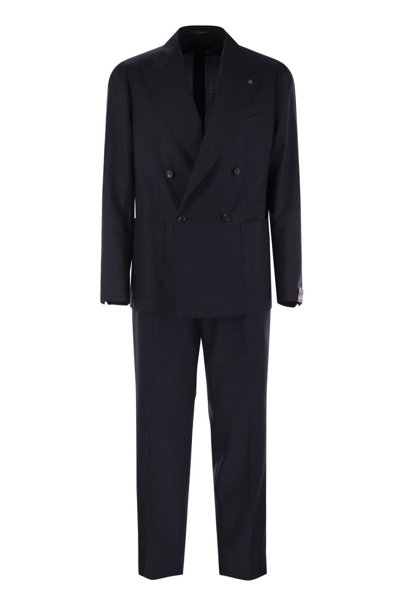 TAGLIATORE Double-Breasted Virgin Wool Suit