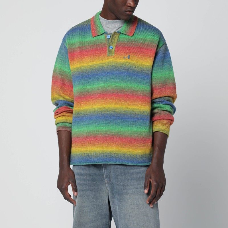 AWAKE NY Multicolor Striped Polo Sweater for Men - FW25