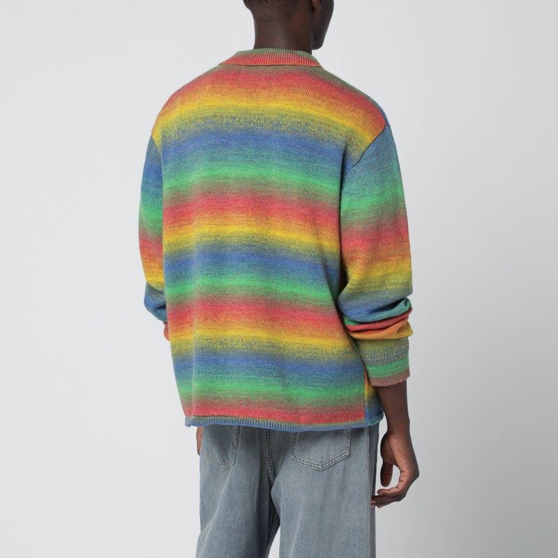 AWAKE NY Multicolor Striped Polo Sweater for Men - FW25