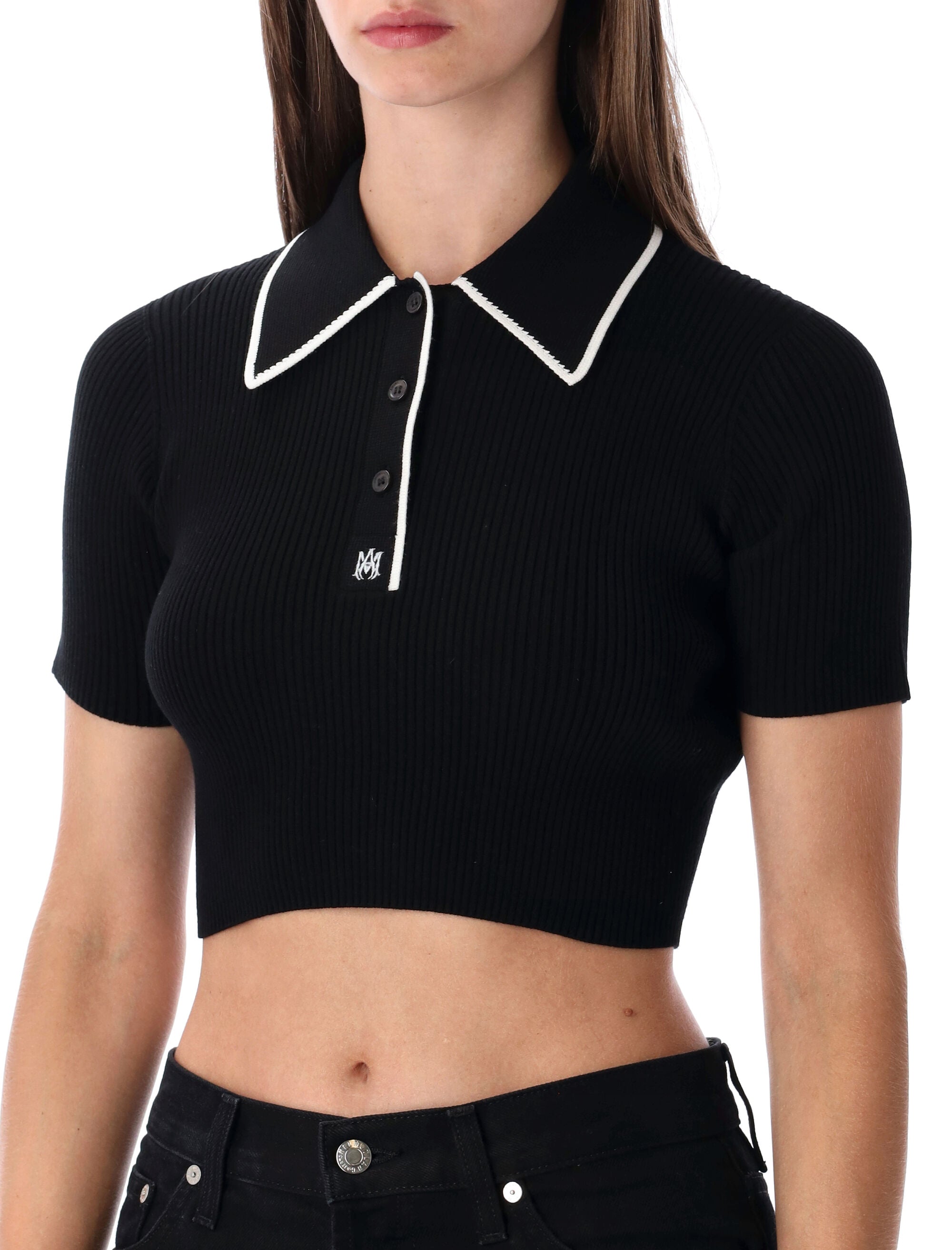 AMIRI Cropped Knit Polo Shirt - Mini Fit