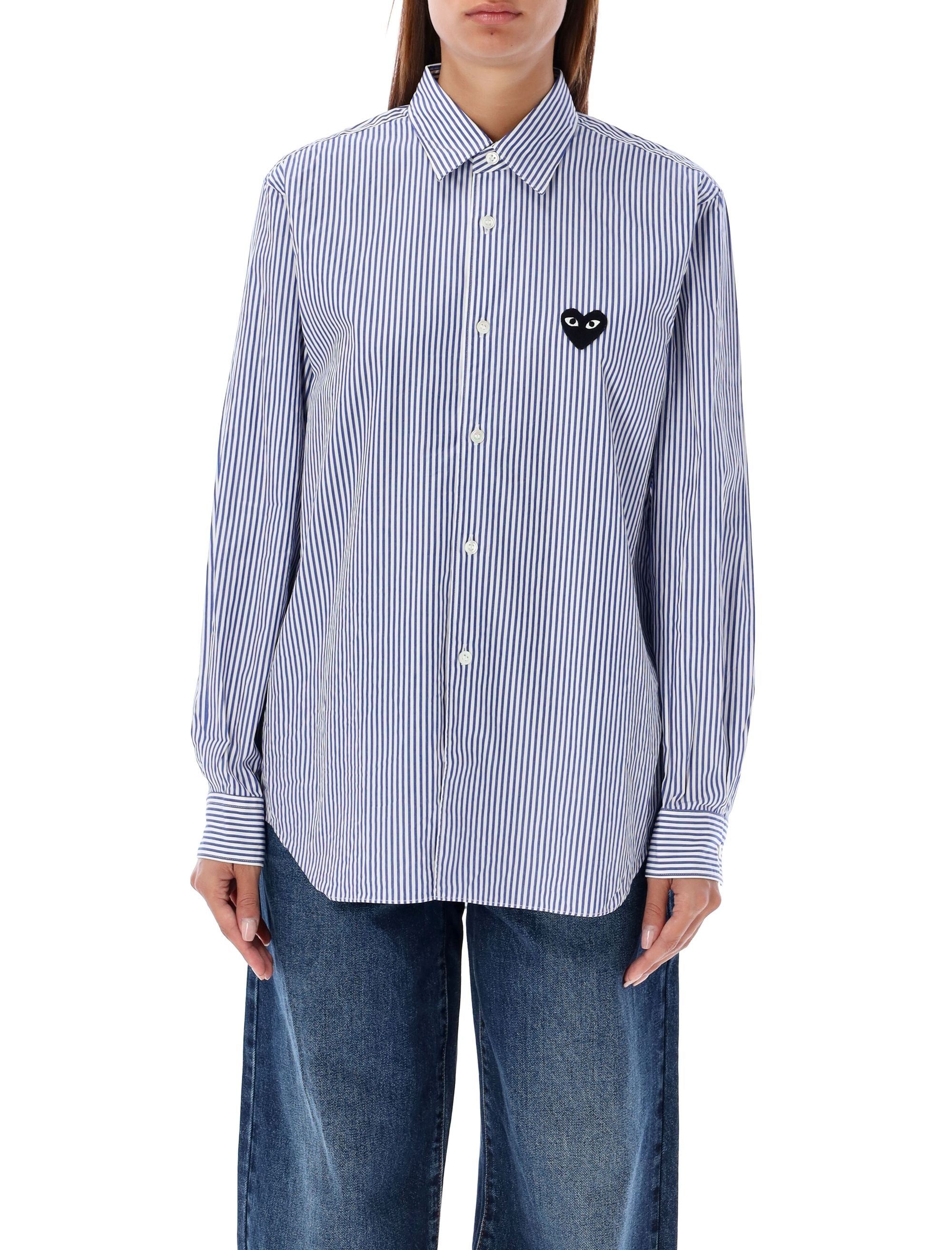 COMME DES GARÇONS PLAY Striped Shirt with Classic Heart Patch - FW25