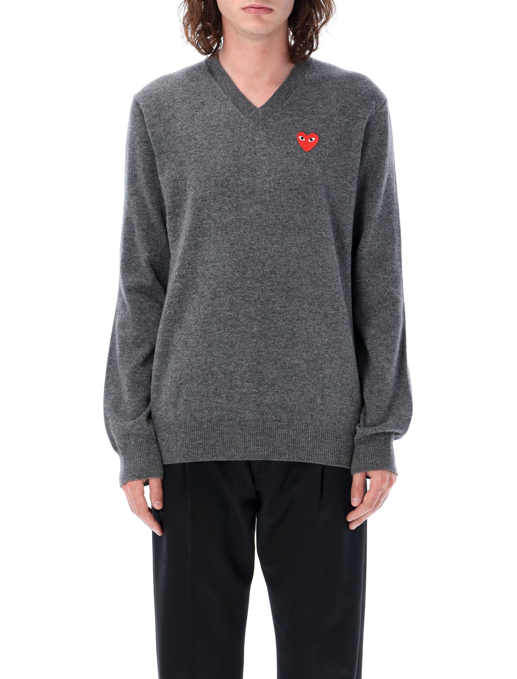 COMME DES GARÇONS PLAY Heart Patch V-Neck Sweater for Men - Sizes S to L