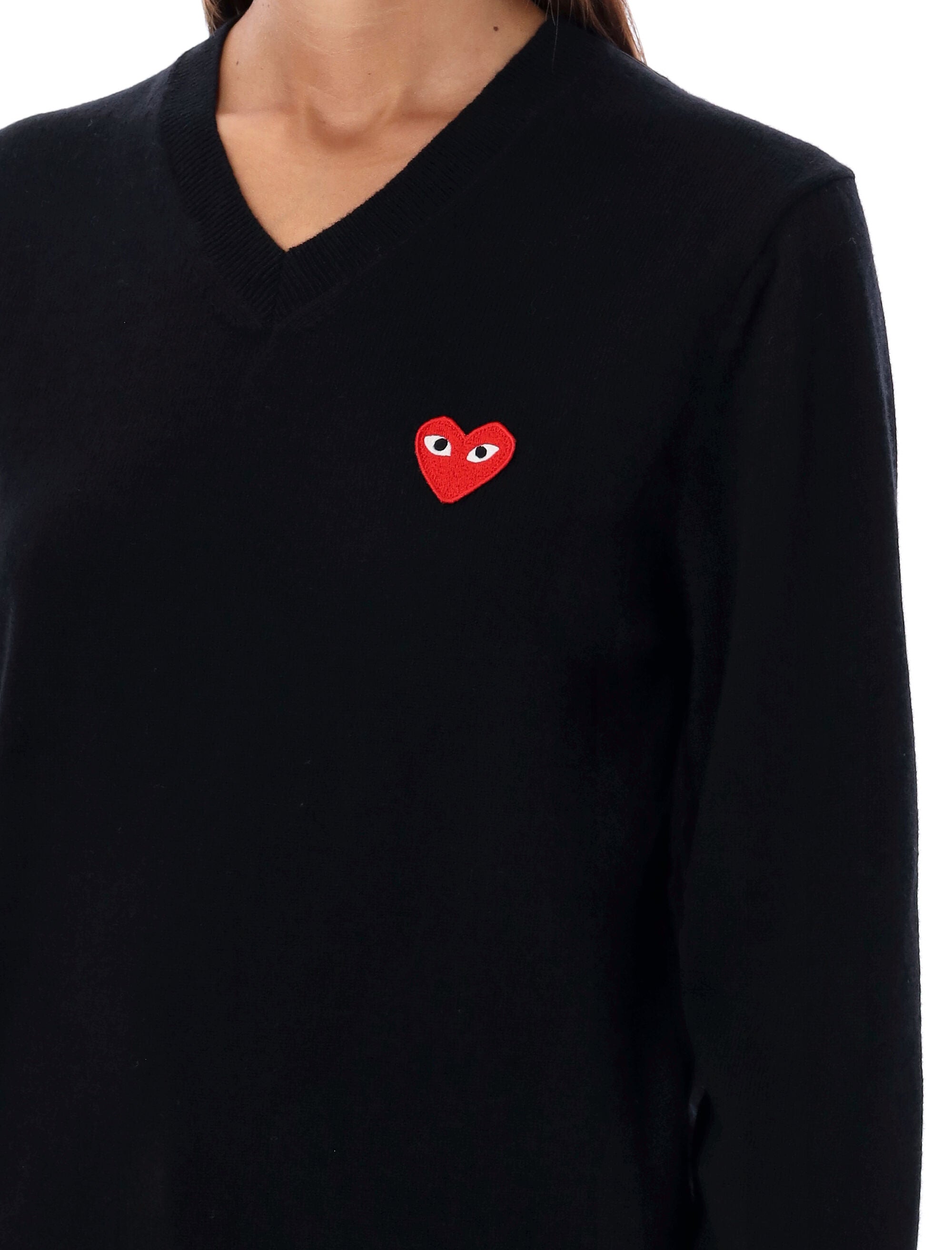 COMME DES GARÇONS PLAY Heart Patch V-Neck Sweater - Sizes S & L