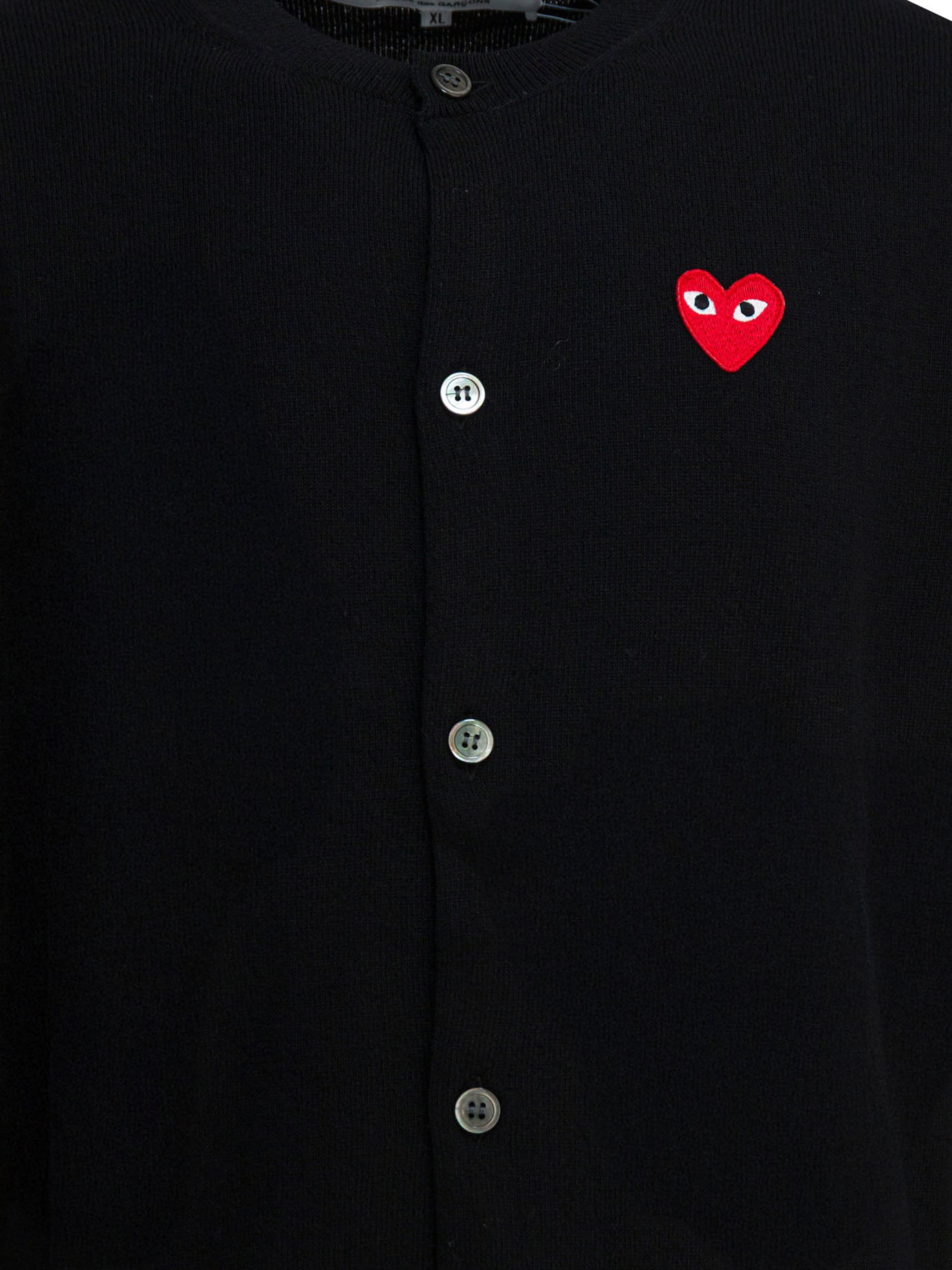 COMME DES GARÇONS PLAY Wool Cardigan with Embroidered Logo - Regular Fit
