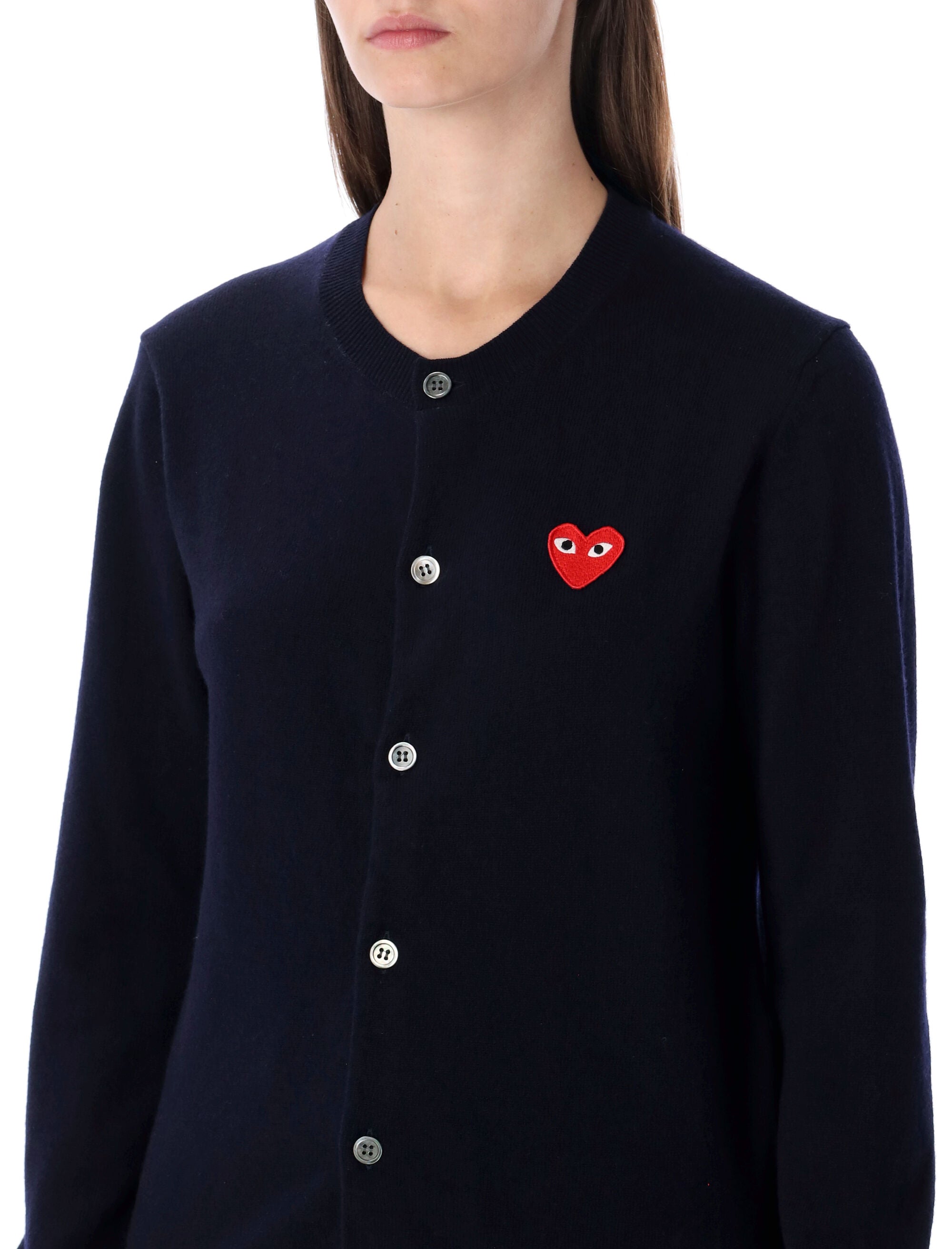 COMME DES GARÇONS PLAY Slim Fit Heart Patch Cardigan - Size S & L