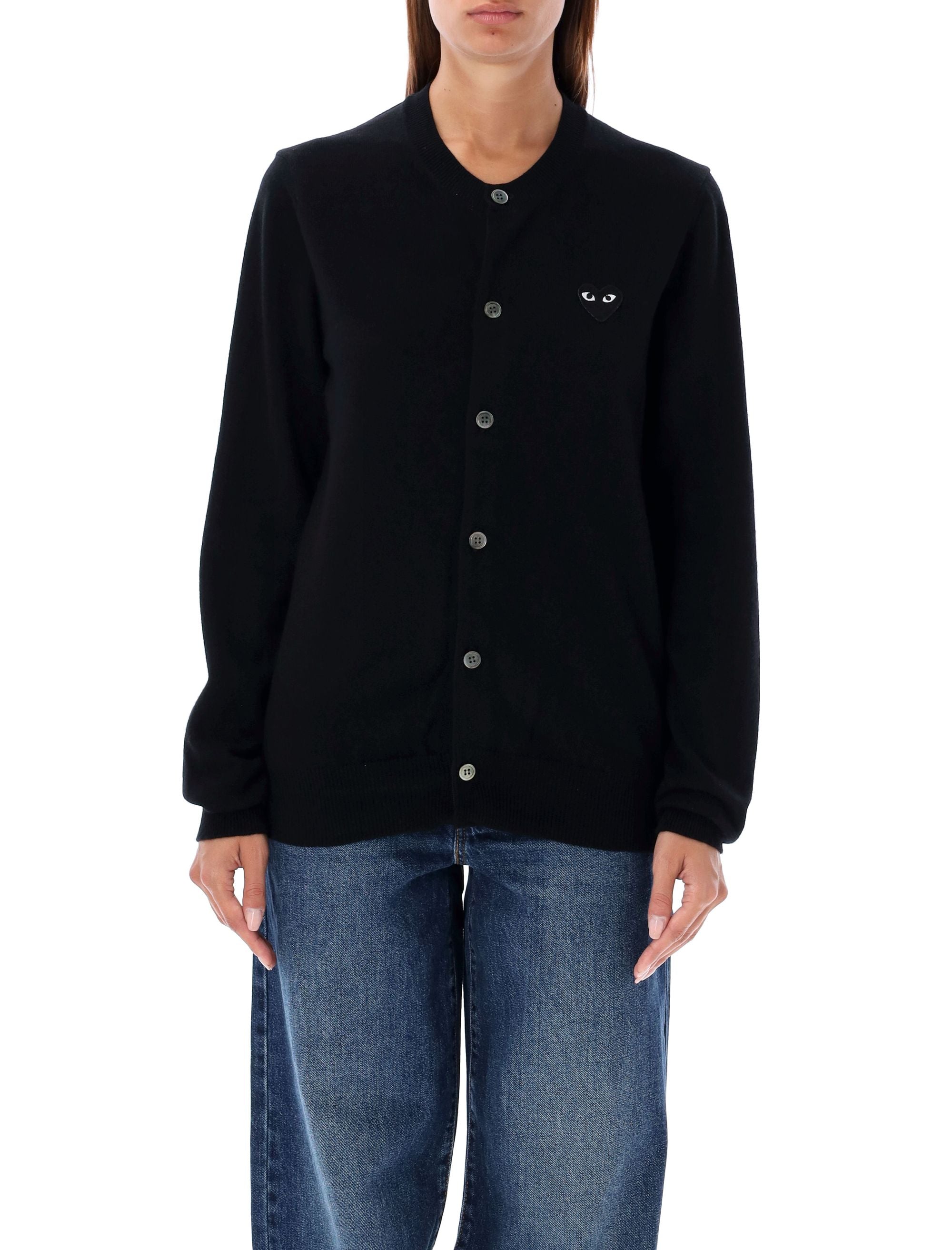 COMME DES GARÇONS PLAY Cardigan with Iconic Heart Patch - Sizes S & L