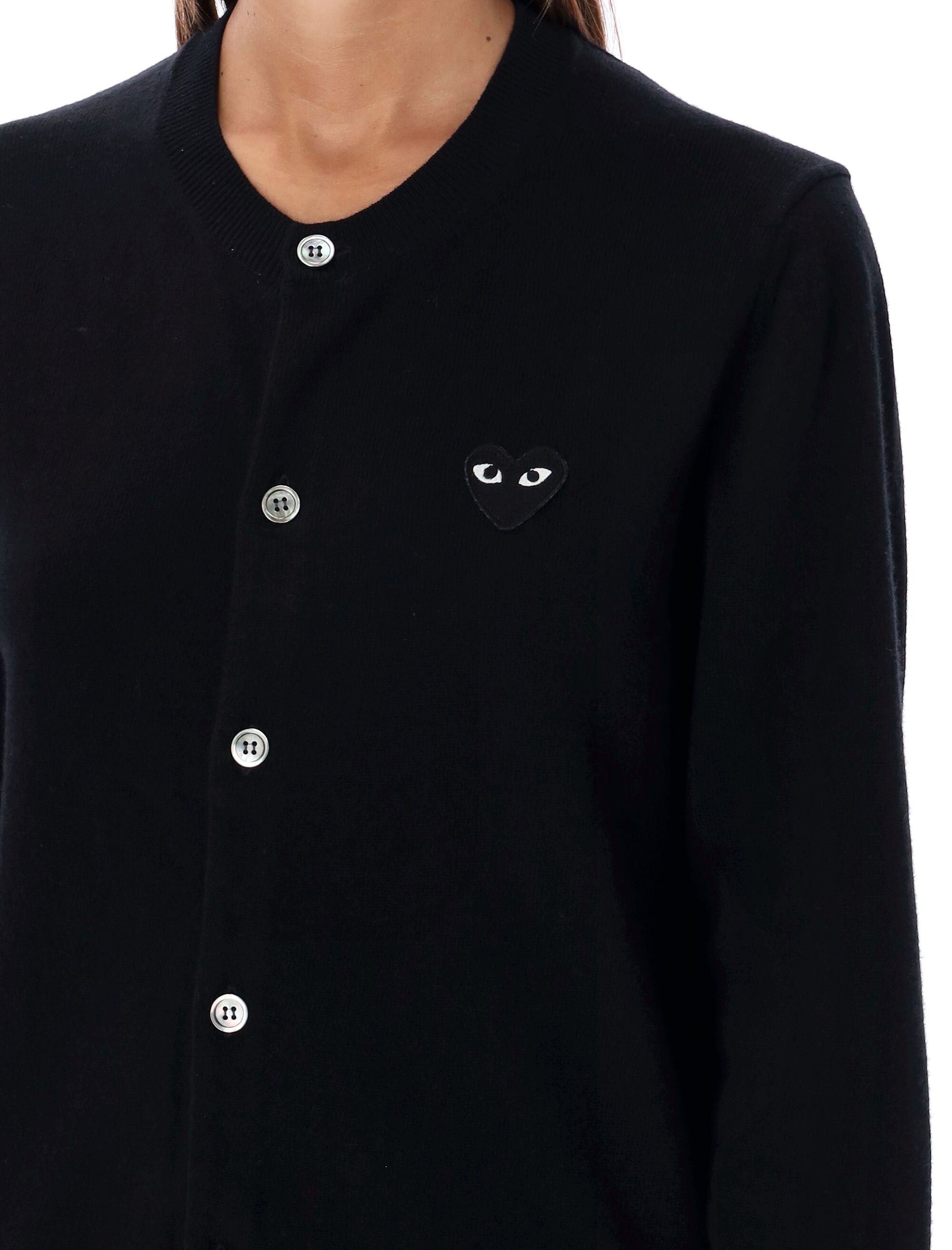 COMME DES GARÇONS PLAY Cardigan with Iconic Heart Patch - Sizes S & L