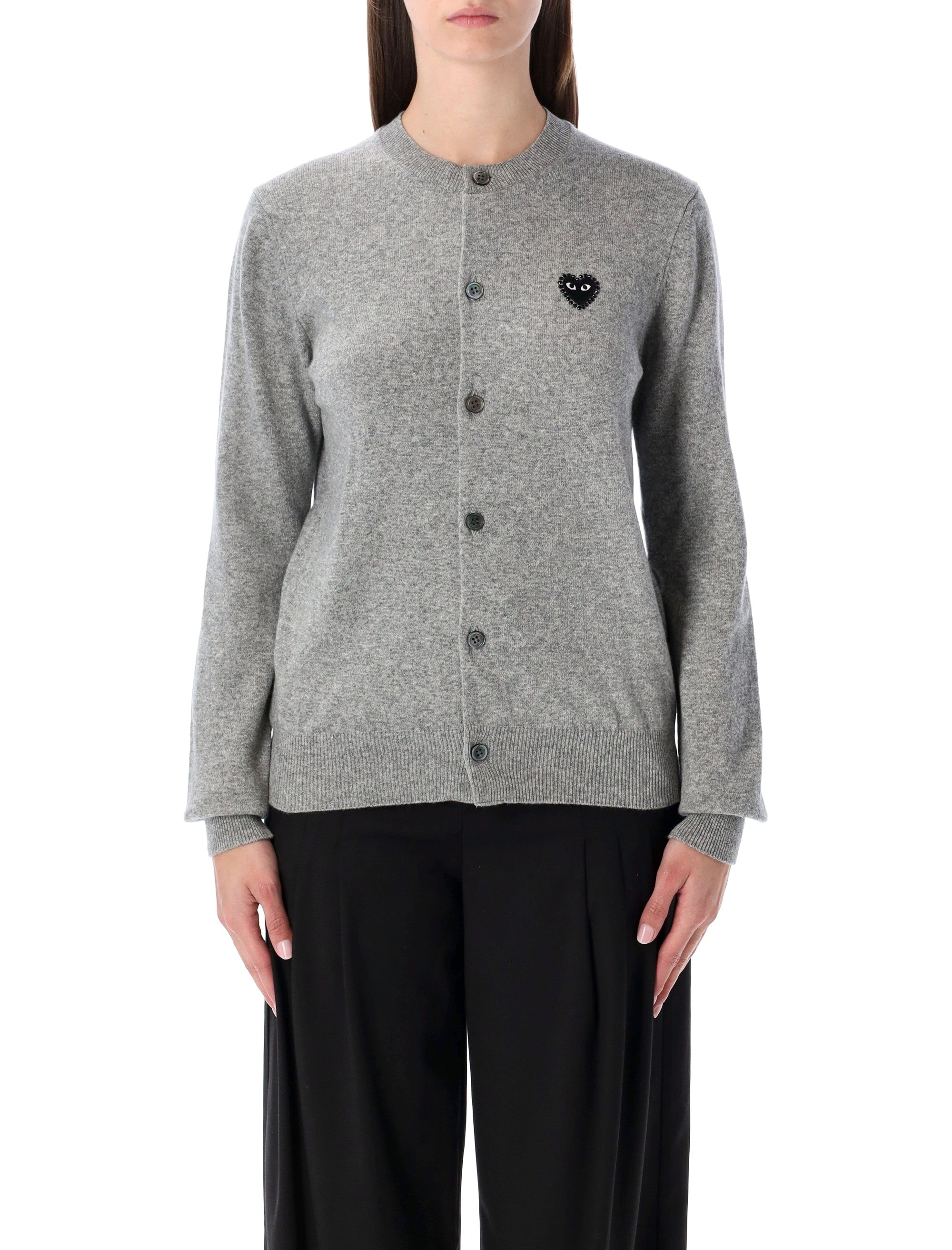 COMME DES GARÇONS PLAY Men's Wool Cardigan with Crystal Heart - Size S