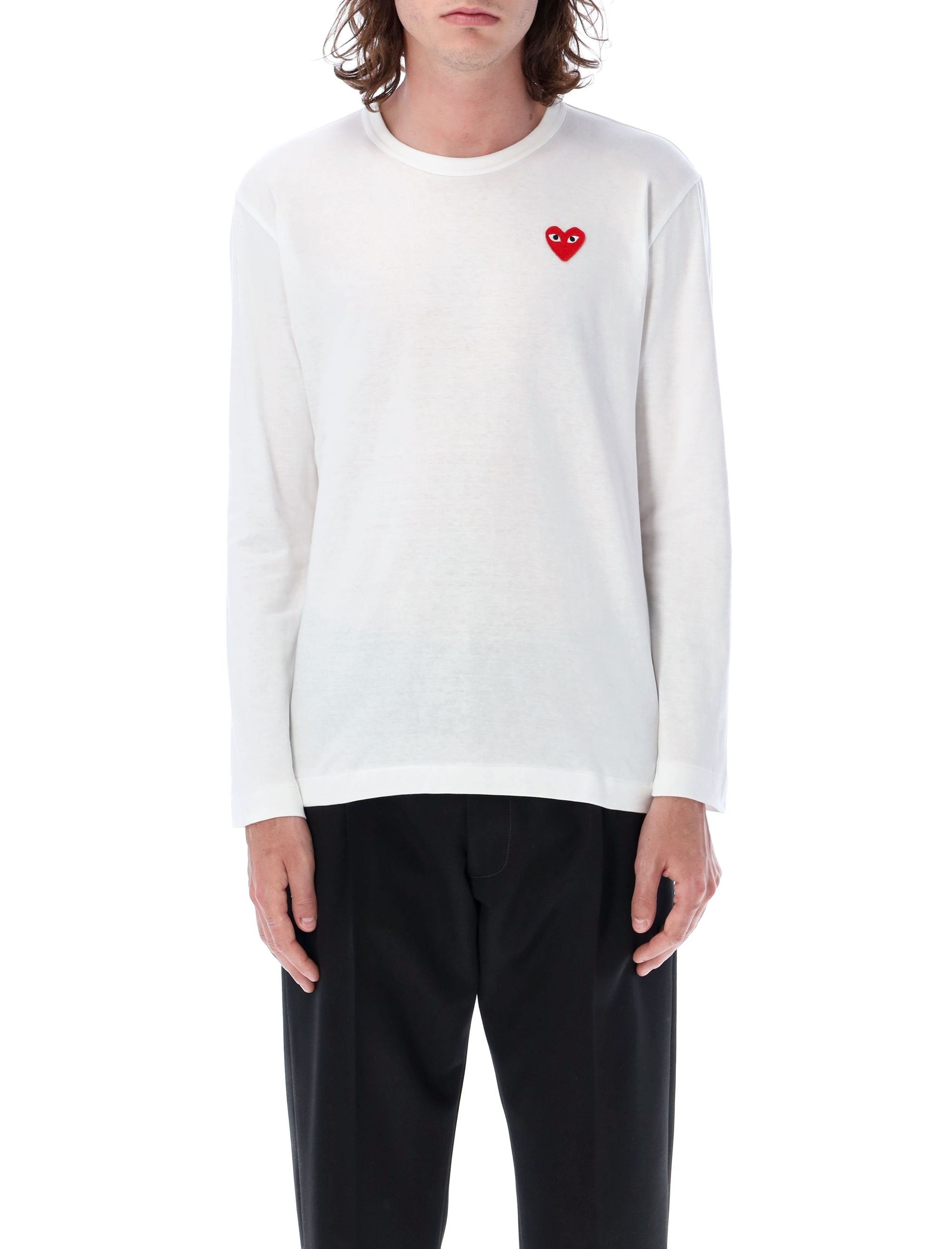 COMME DES GARÇONS PLAY Long Sleeve T-Shirt with Red Heart Patch - S/L