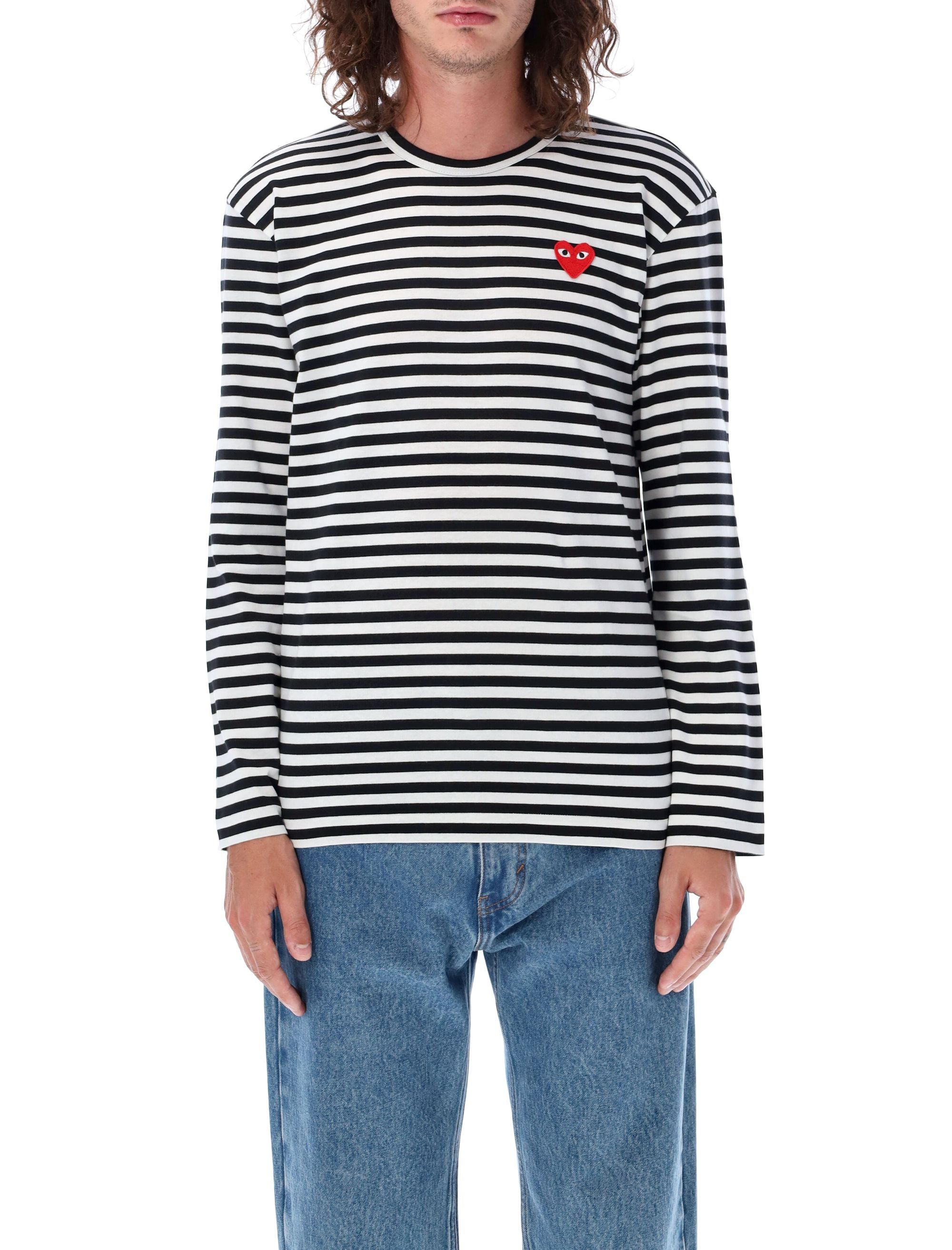 COMME DES GARÇONS PLAY Striped Long-Sleeved T-Shirt for Men - Size S and L