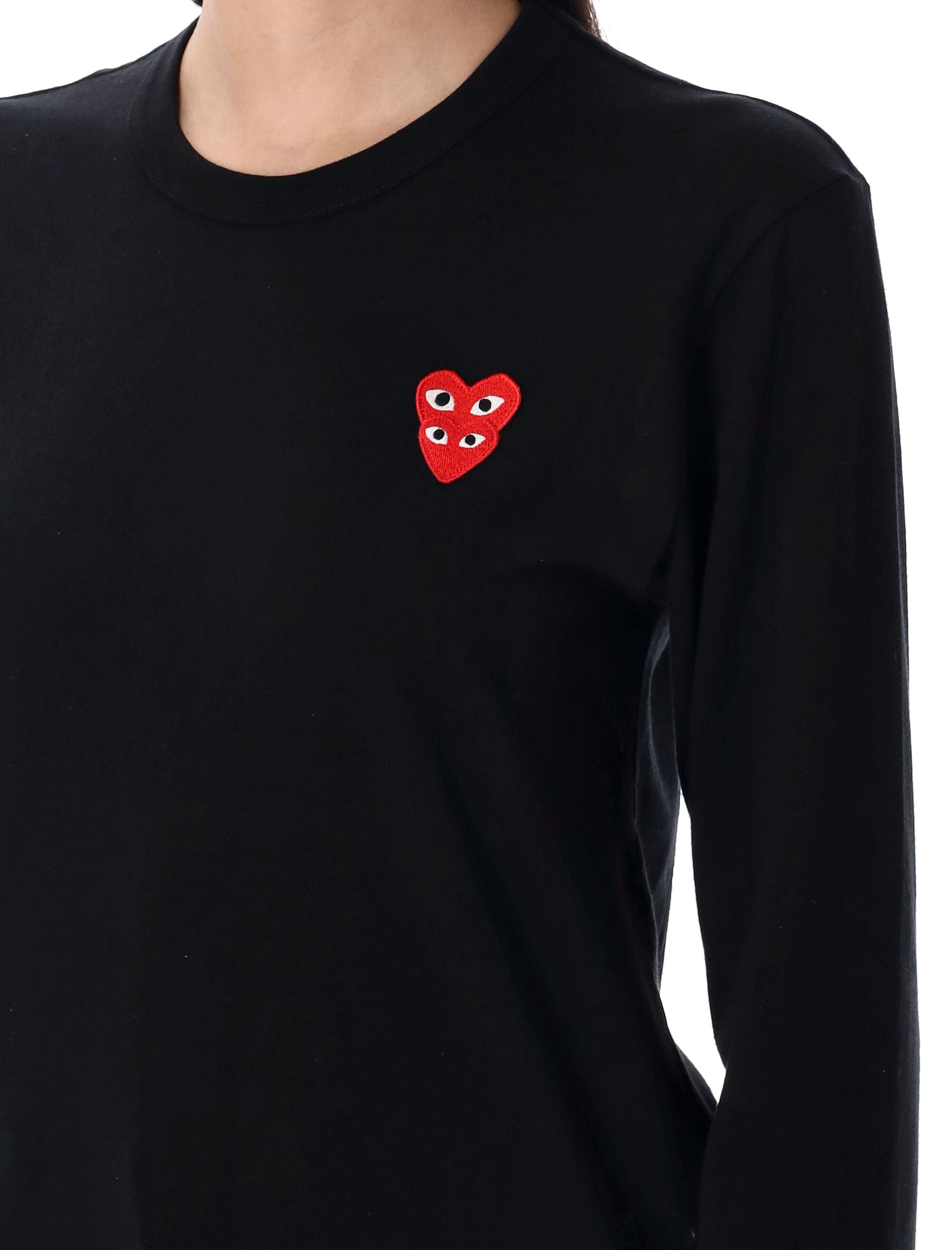 COMME DES GARÇONS PLAY Classic Double Heart Long Sleeve Tee - Regular Fit