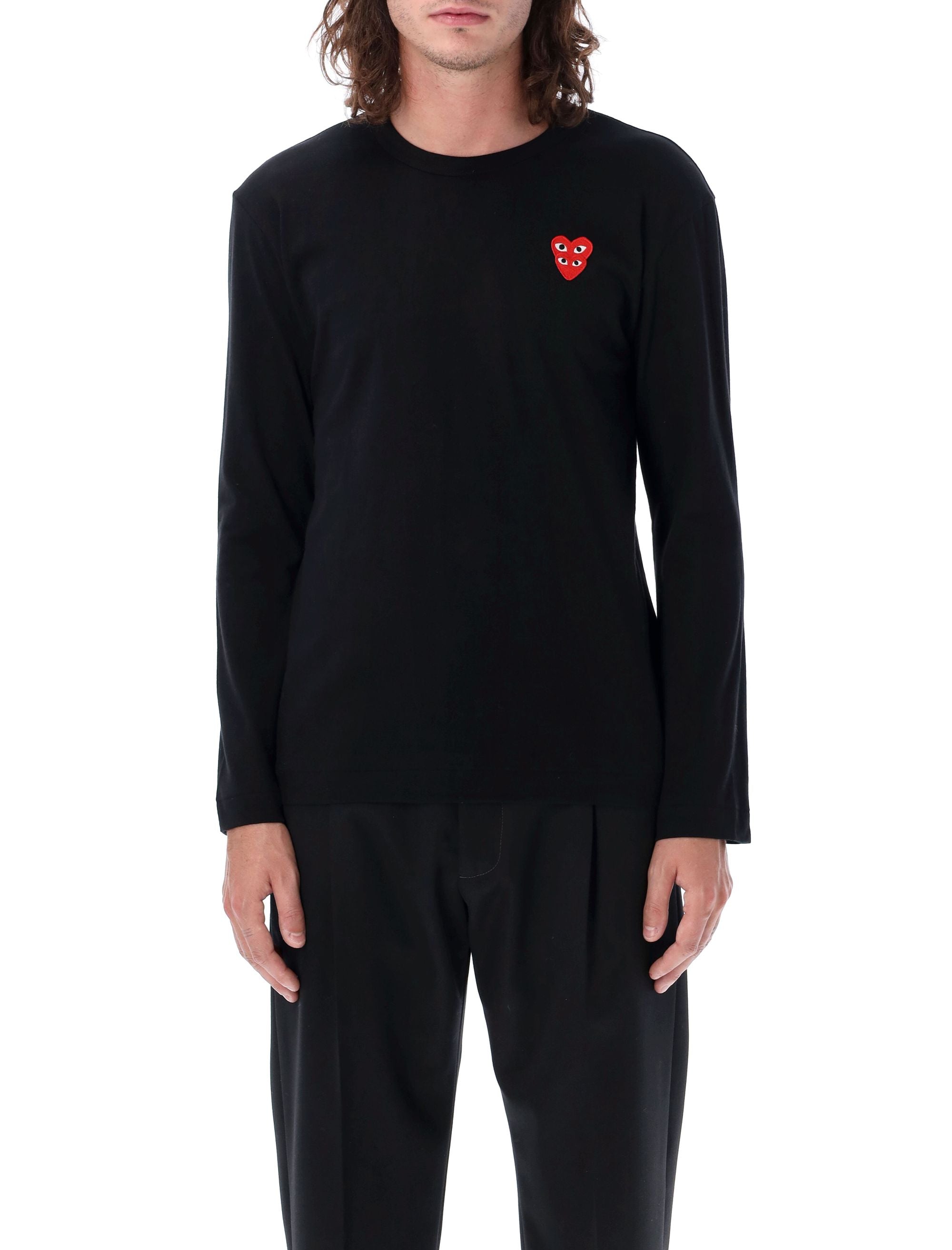 COMME DES GARÇONS PLAY Classic Double Heart Long Sleeve Tee - Regular Fit