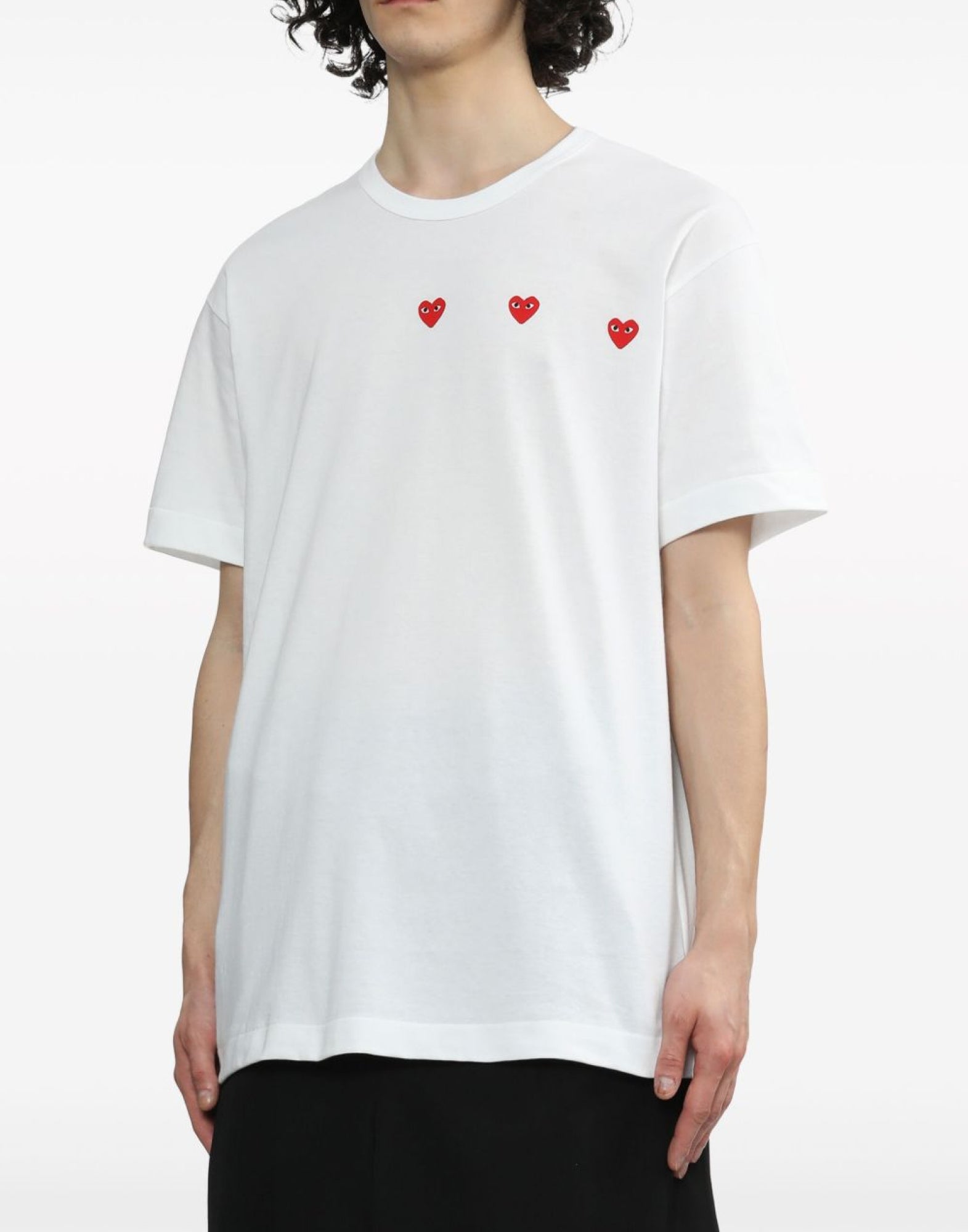 COMME DES GARÇONS PLAY Triple Hearts Logo T-Shirt - Men's Short Sleeve