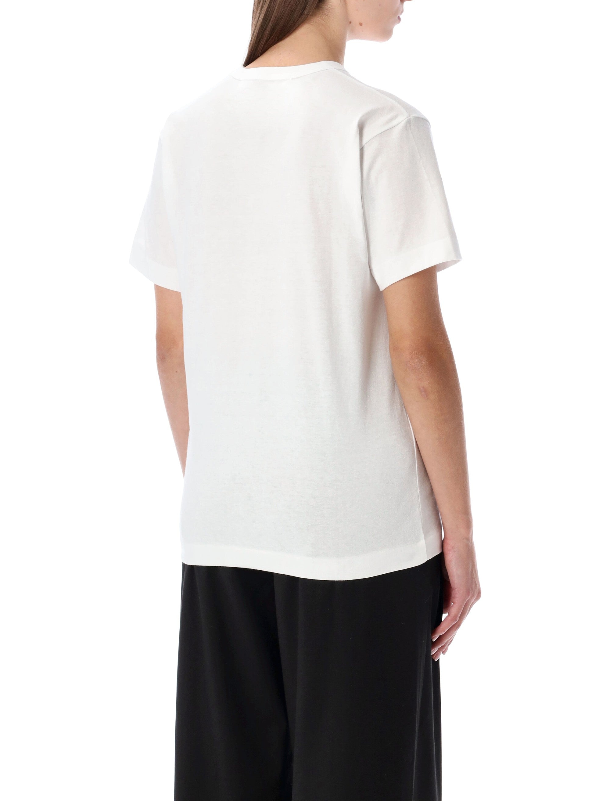 COMME DES GARÇONS PLAY Men's Cotton T-Shirt with Crystal Heart Embellishment - Size S