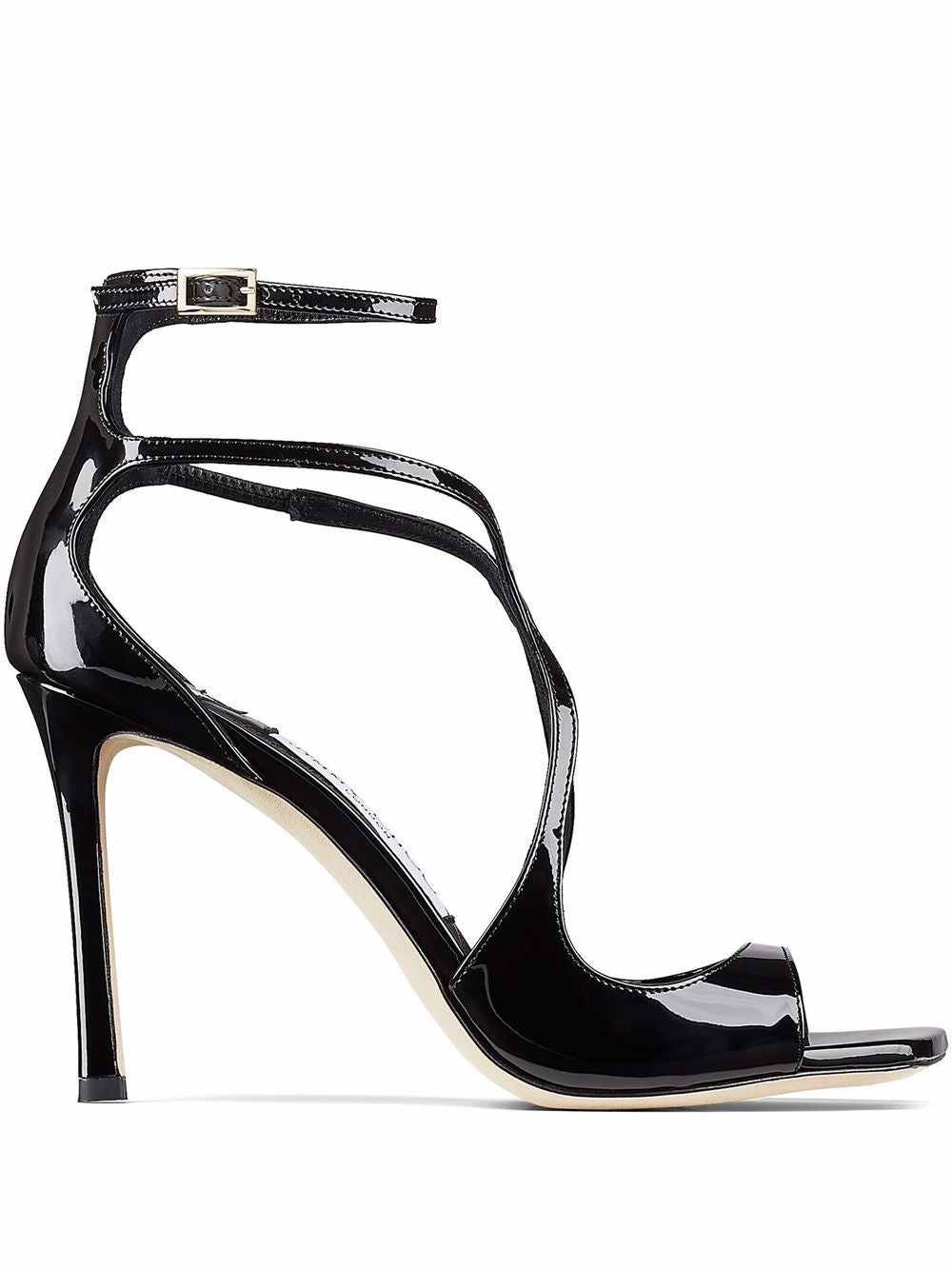 JIMMY CHOO 100% Leather Buckle Sandals with 95mm High Heel