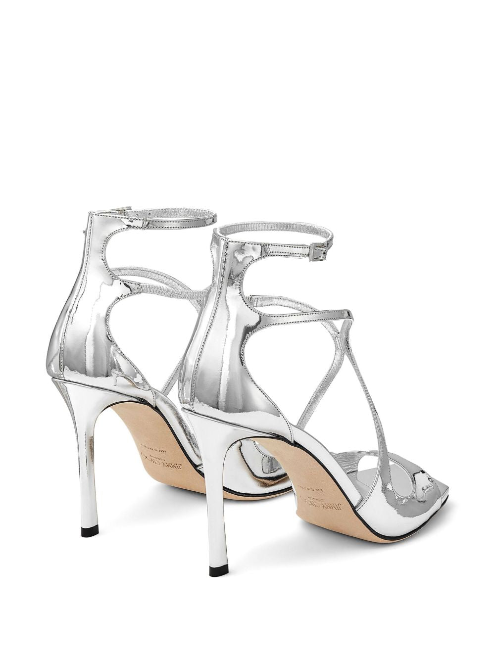 JIMMY CHOO Patent Leather Stiletto Sandals with Multi-Way Straps - 95mm