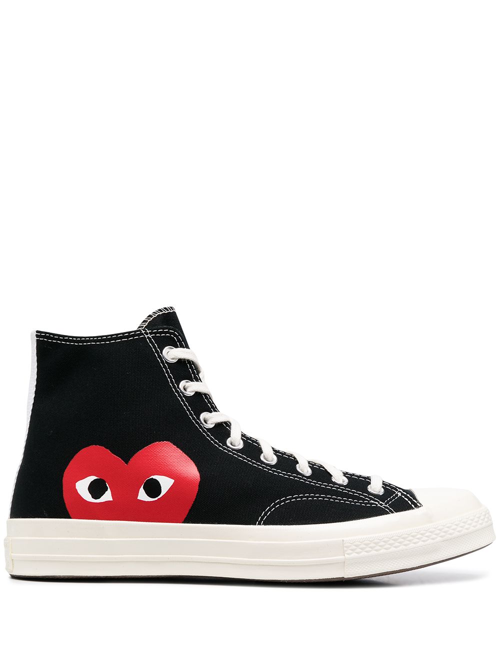 COMME DES GARÇONS PLAY Round Toe High-Top Sneaker with Heart Print