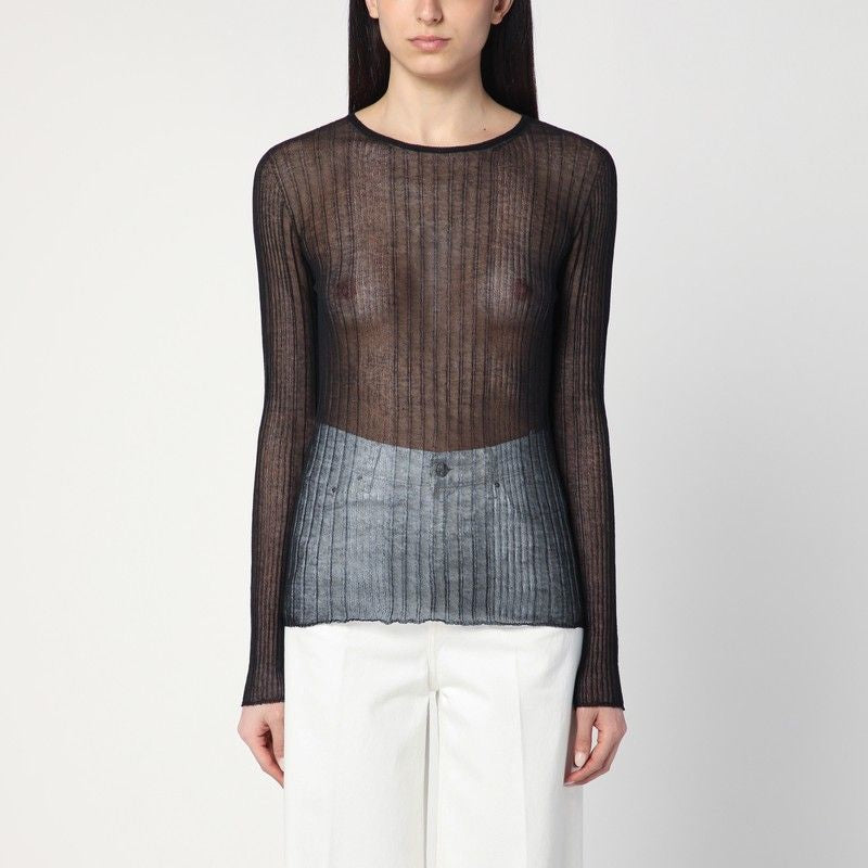 ROBERTO COLLINA Semi-Transparent Crew Neck Sweater - Women's - SS25