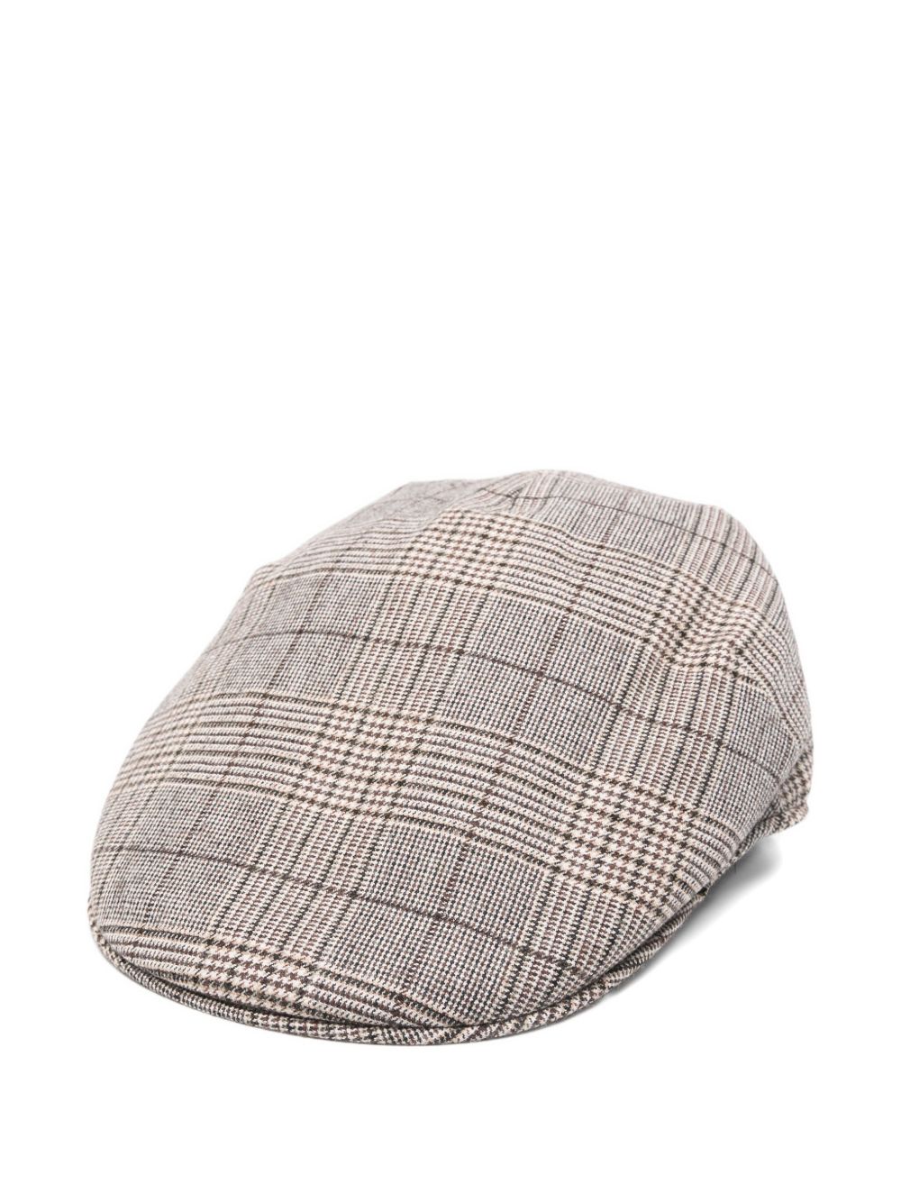 BORSALINO Wool Blend Checkered Cap with Flat Crown for Men