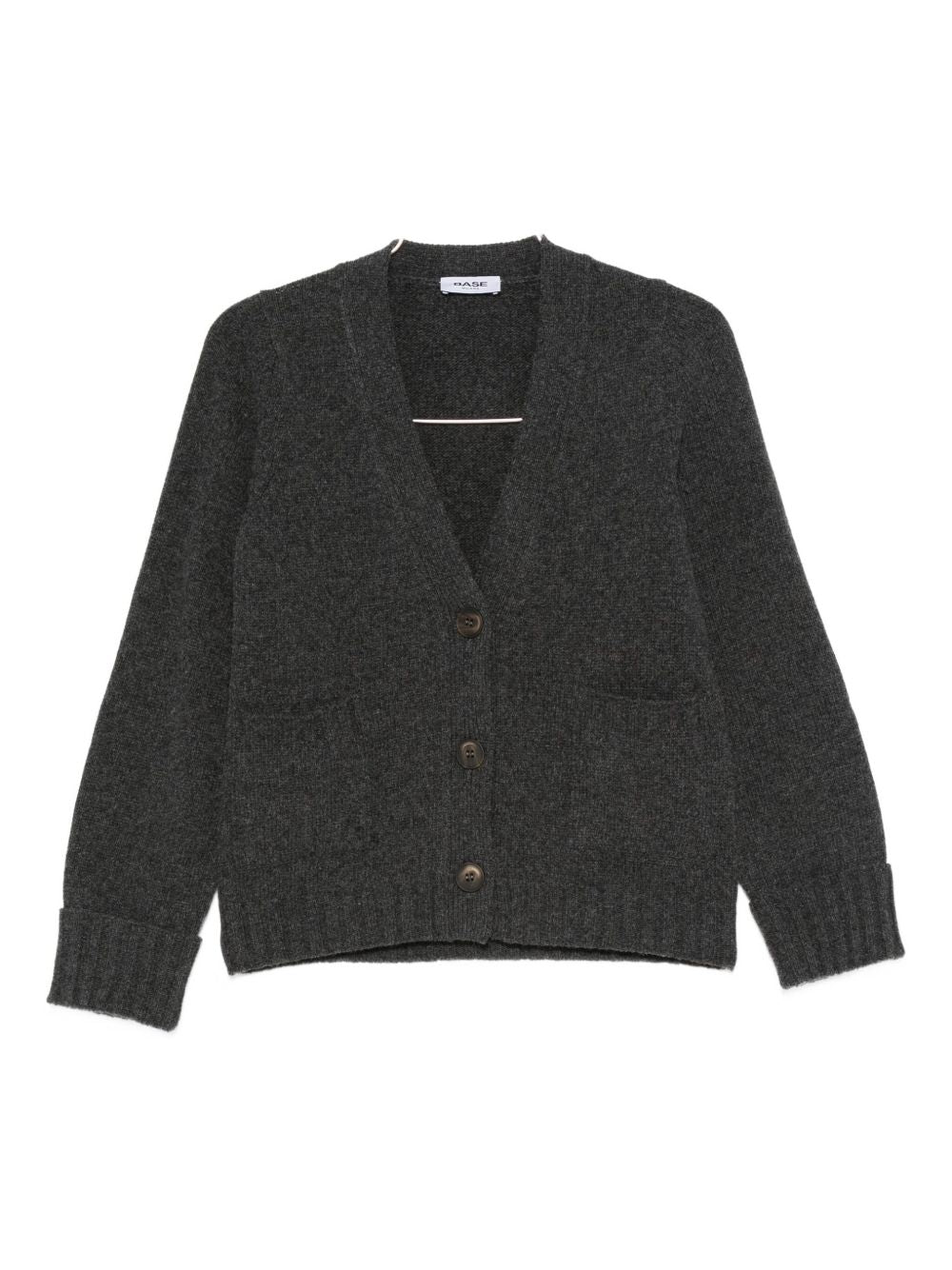 BASE MILANO Women's V-Neck Wool Cardigan with Front Pockets