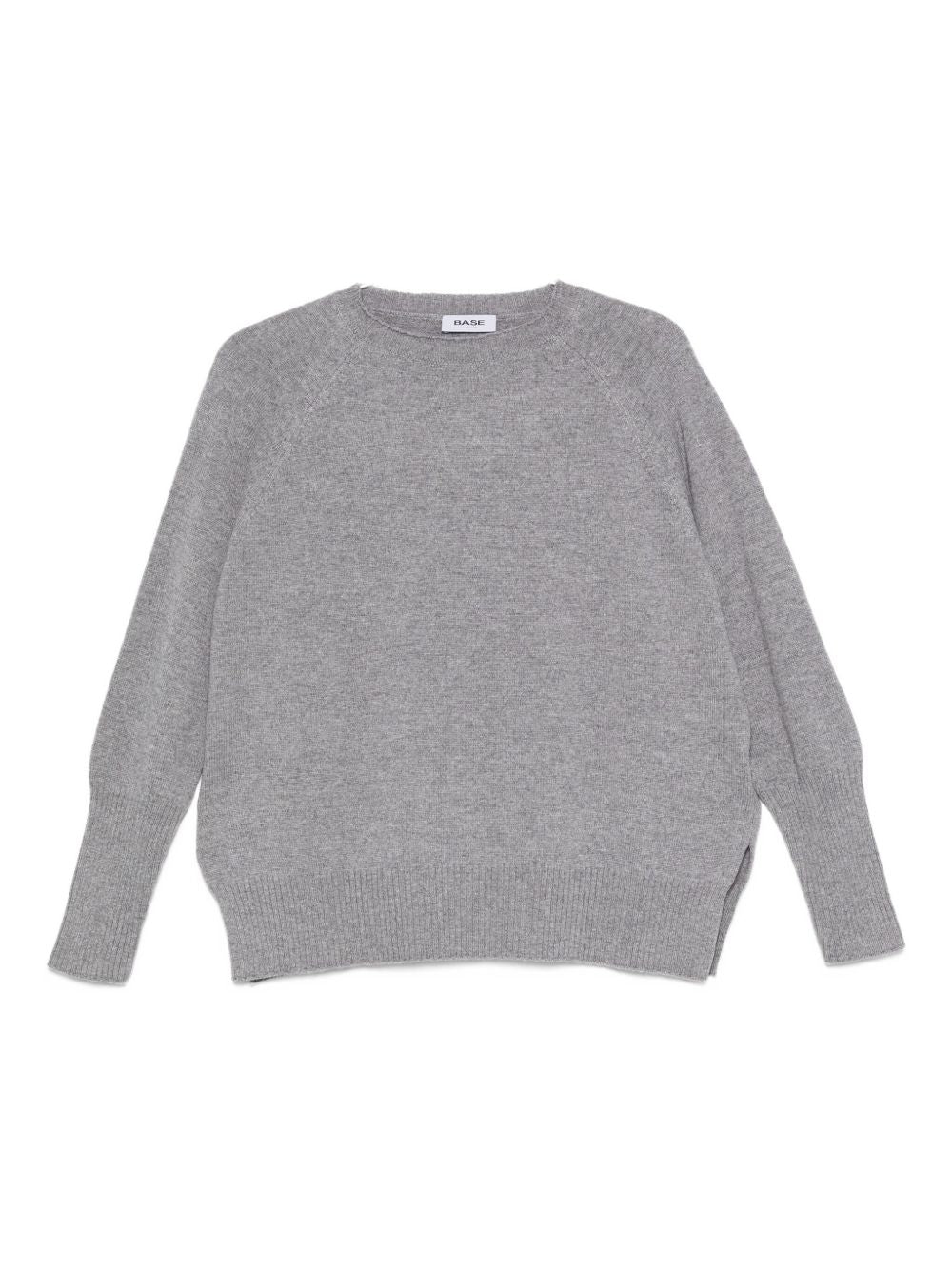 BASE MILANO Wool Crewneck Sweater with Long Raglan Sleeves