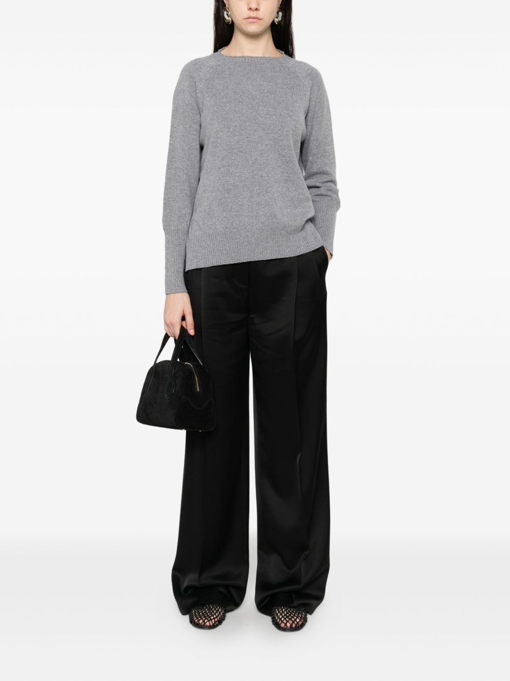 BASE MILANO Wool Crewneck Sweater with Long Raglan Sleeves