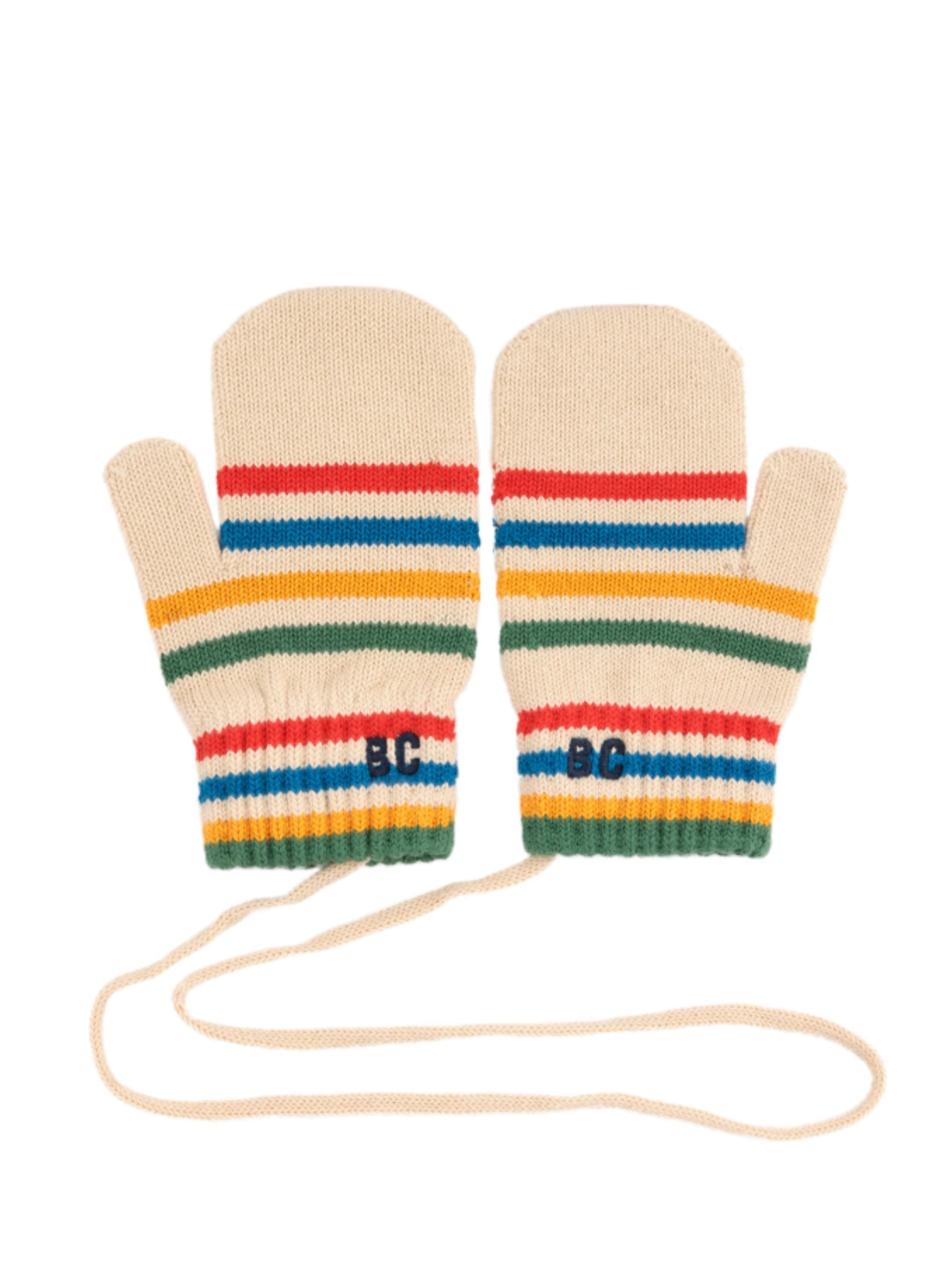 BOBO CHOSES Tic Tac Toe Knitted Striped Mittens