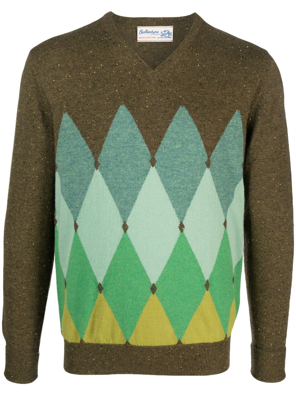 BALLANTYNE V Neck Pullover with Diamond Details