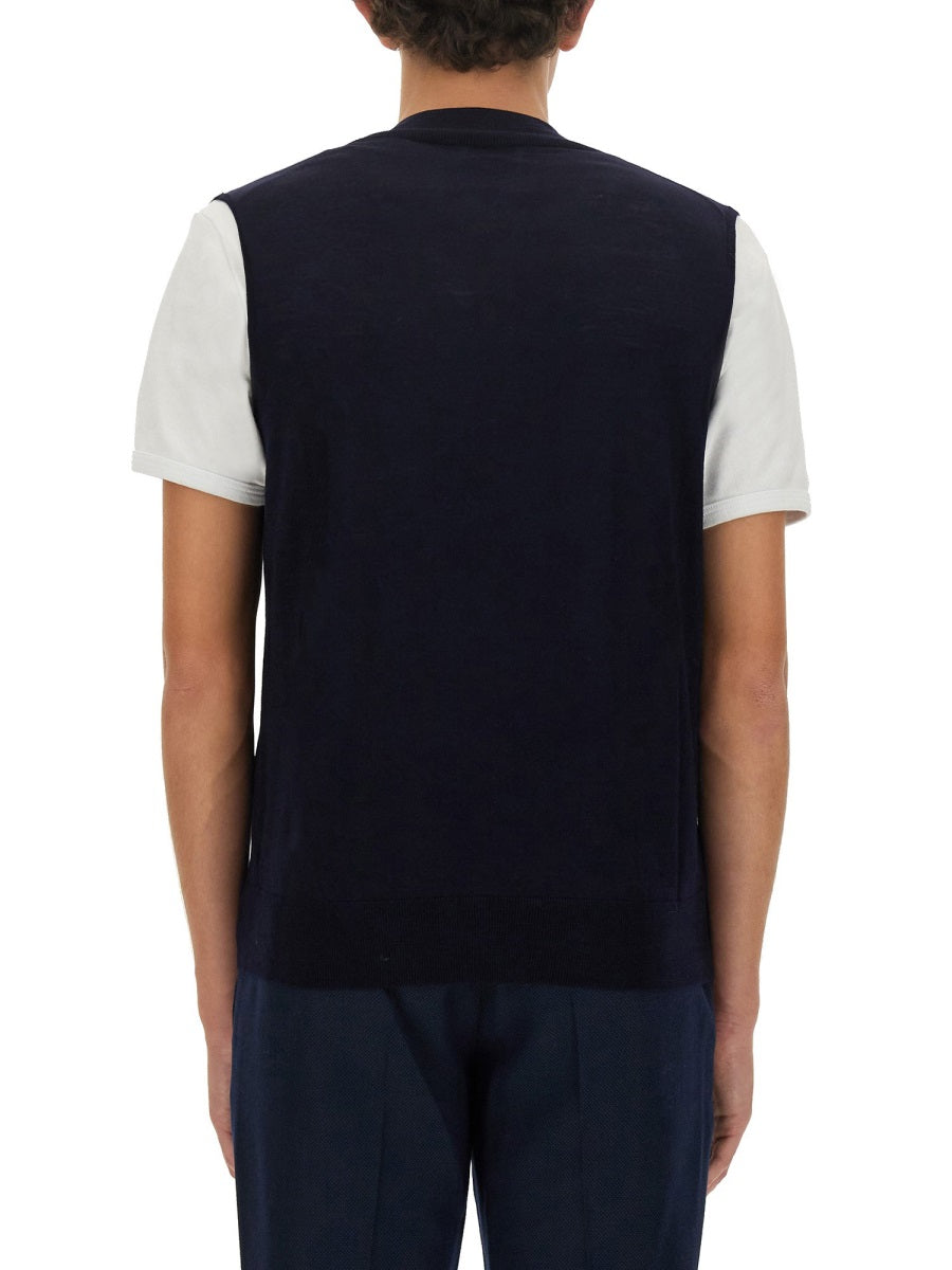 BALLANTYNE Classic V-Neck Wool Vest - Size 50