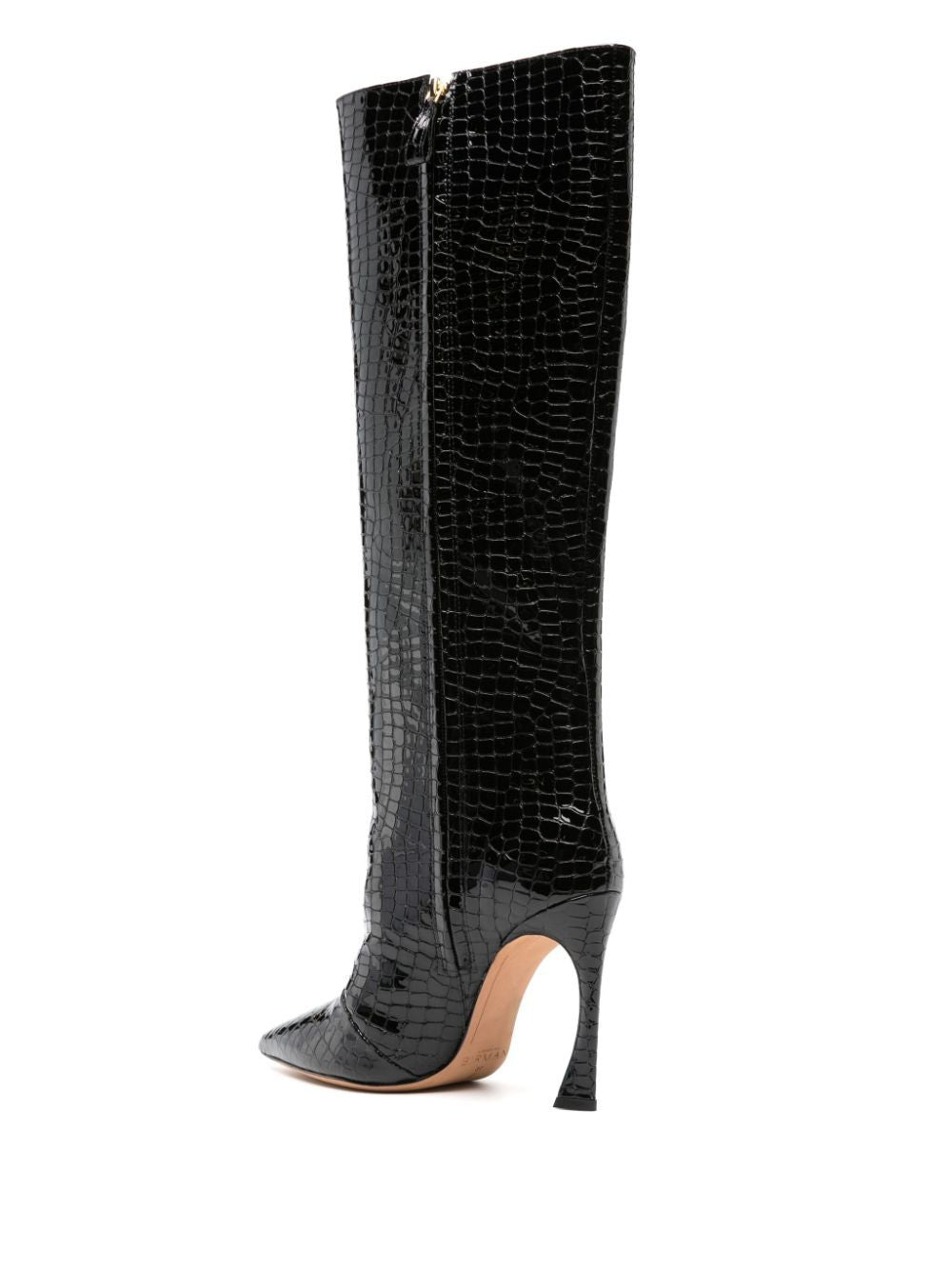 ALEXANDRE BIRMAN Elegant Crocco Patent Leather Boots for Women