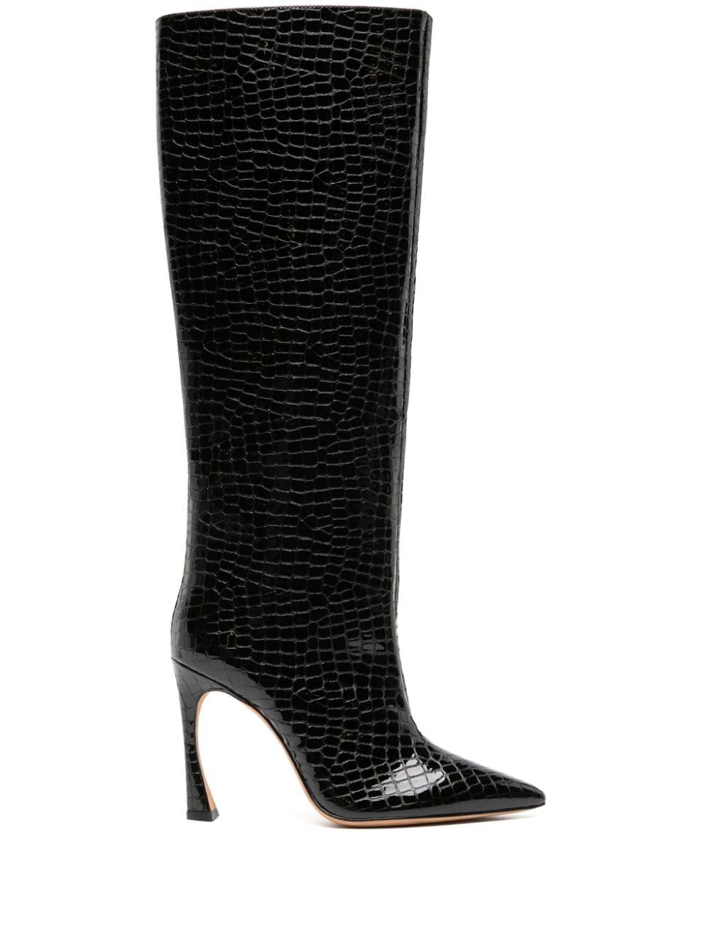 ALEXANDRE BIRMAN Elegant Crocco Patent Leather Boots for Women