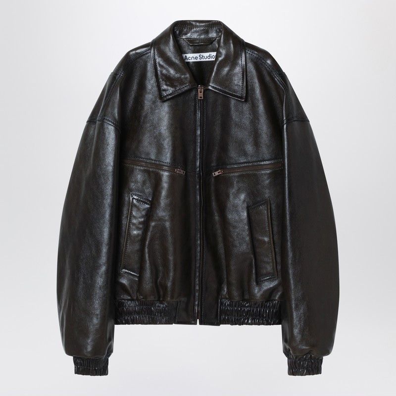 ACNE STUDIOS Men's Relaxed Fit Leather Bomber Jacket