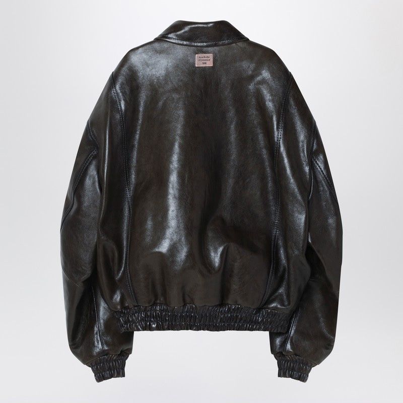 ACNE STUDIOS Men's Relaxed Fit Leather Bomber Jacket